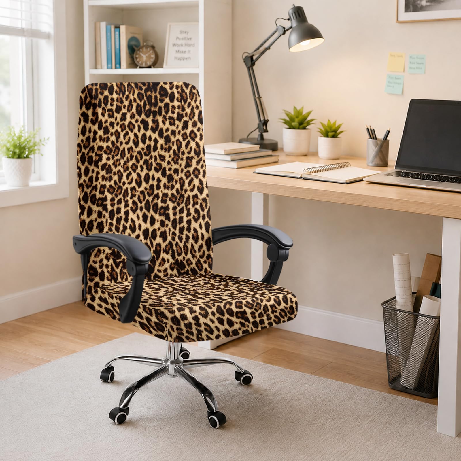 SparkLia Leopard Print Stretch Office Chair Cover for Desk Computer Chair