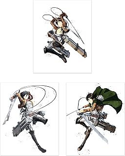 Watercolor Attack on Titan Poster Prints - Set of 3 (8x10) Shingeki no Kyojin Anime Manga Wall Art Decor - Eren Yeager - Mikasa Ackerman - Armin Arlert