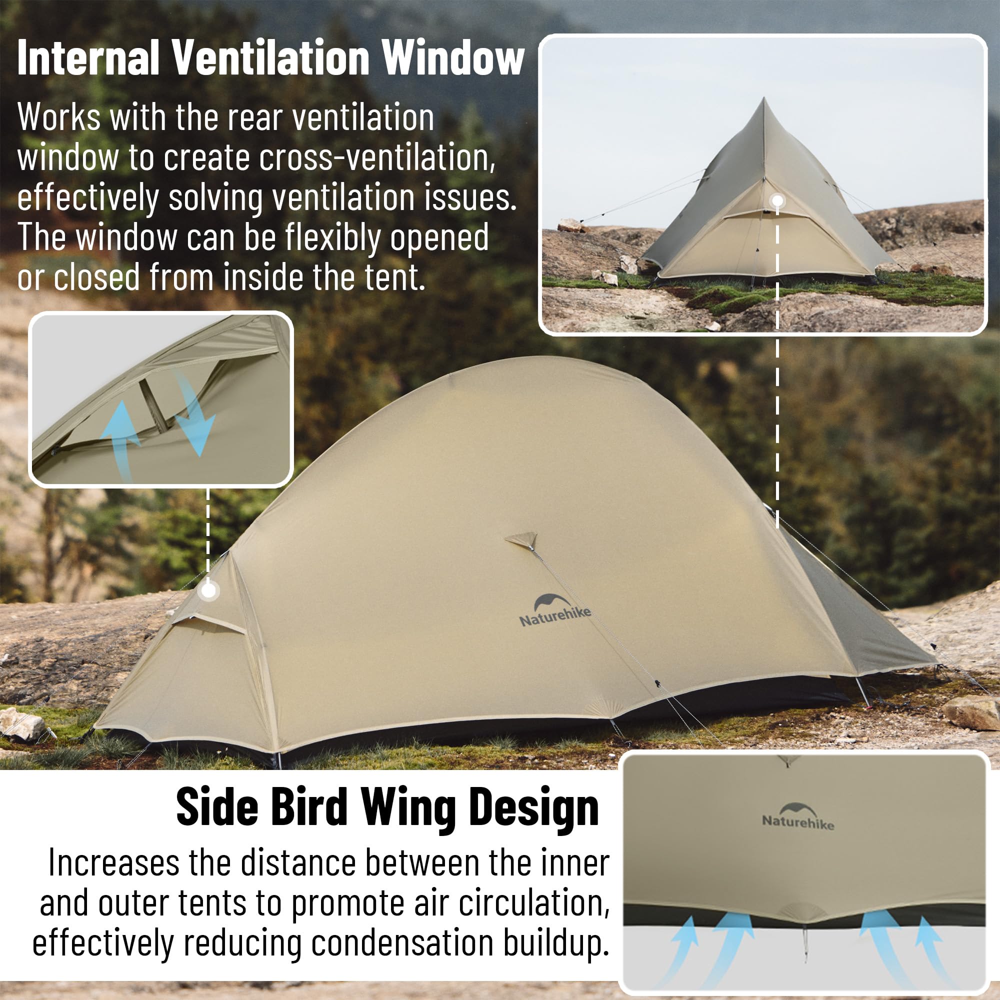 Naturehike 2024 Cloud up Pro Tent, Upgrade Ultralight Tents,1.23kg