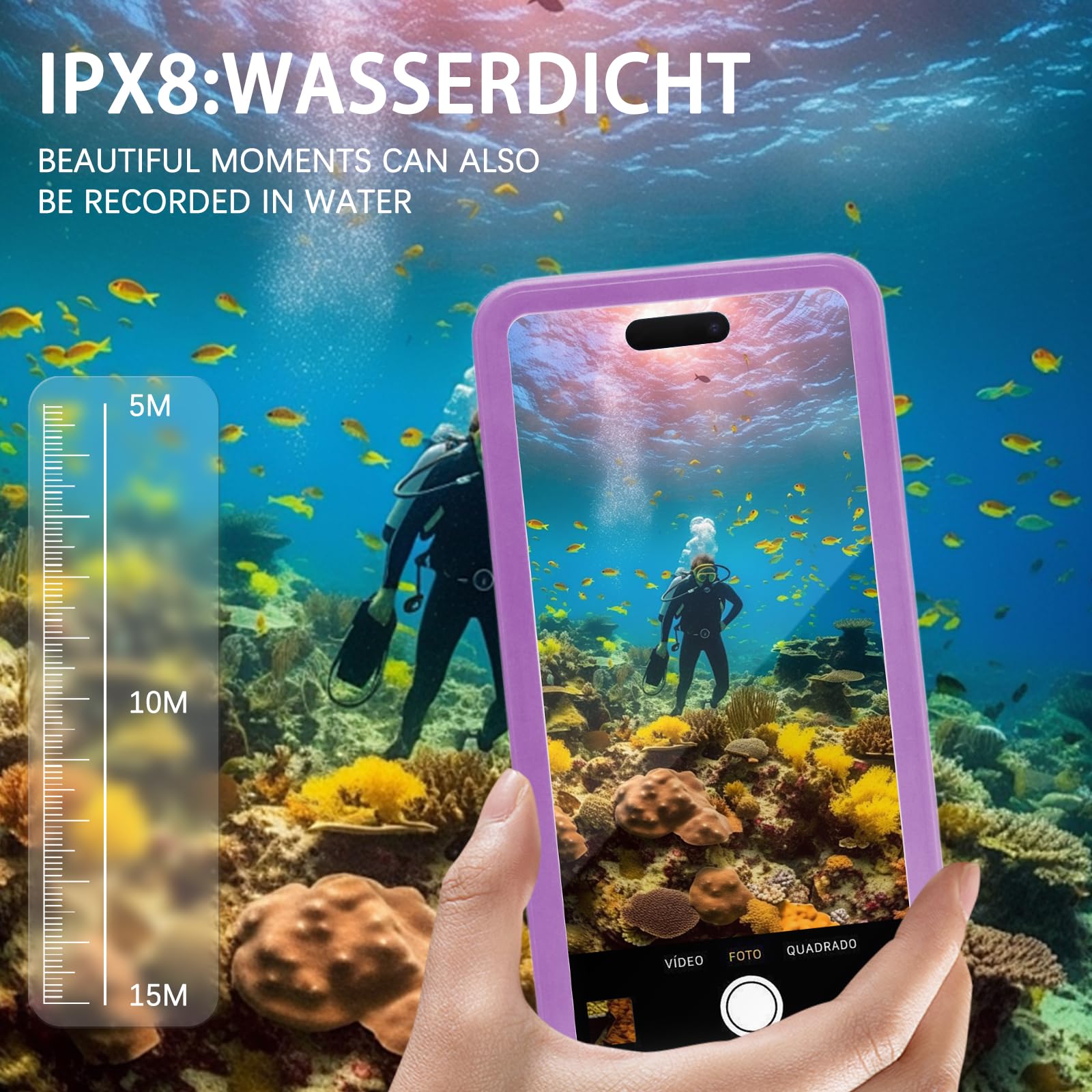 Protection Telephone Eau, IPX8 Coque Etanche, 6,95 in Pochette Etanche, Pochette Telephone Portable, étuis, Convient à la Plongée, Surf, Natation et à d'autres Activités Aquatiques (Violet)