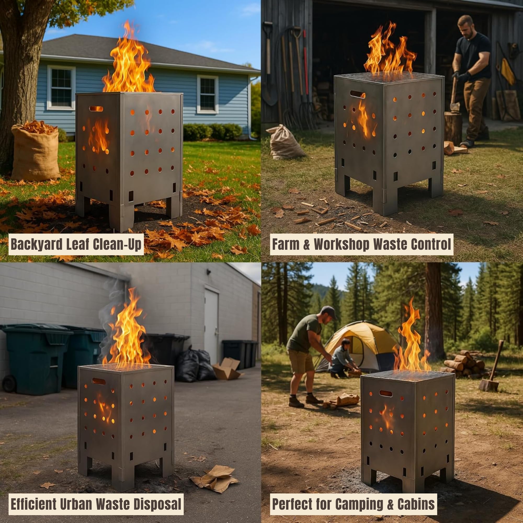 Heavy-Duty Burn Barrel - Outdoor Waste Incinerator -6 Heavy-Duty Burn Barrel - Outdoor Waste Incinerator -6