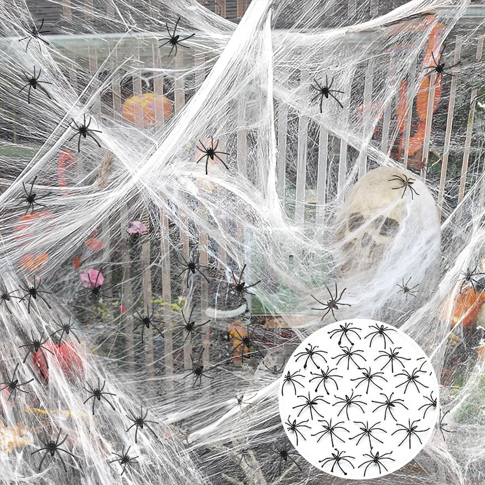 Halloween Toile D'Araignée Décoration,300G Toiles D'Araignée