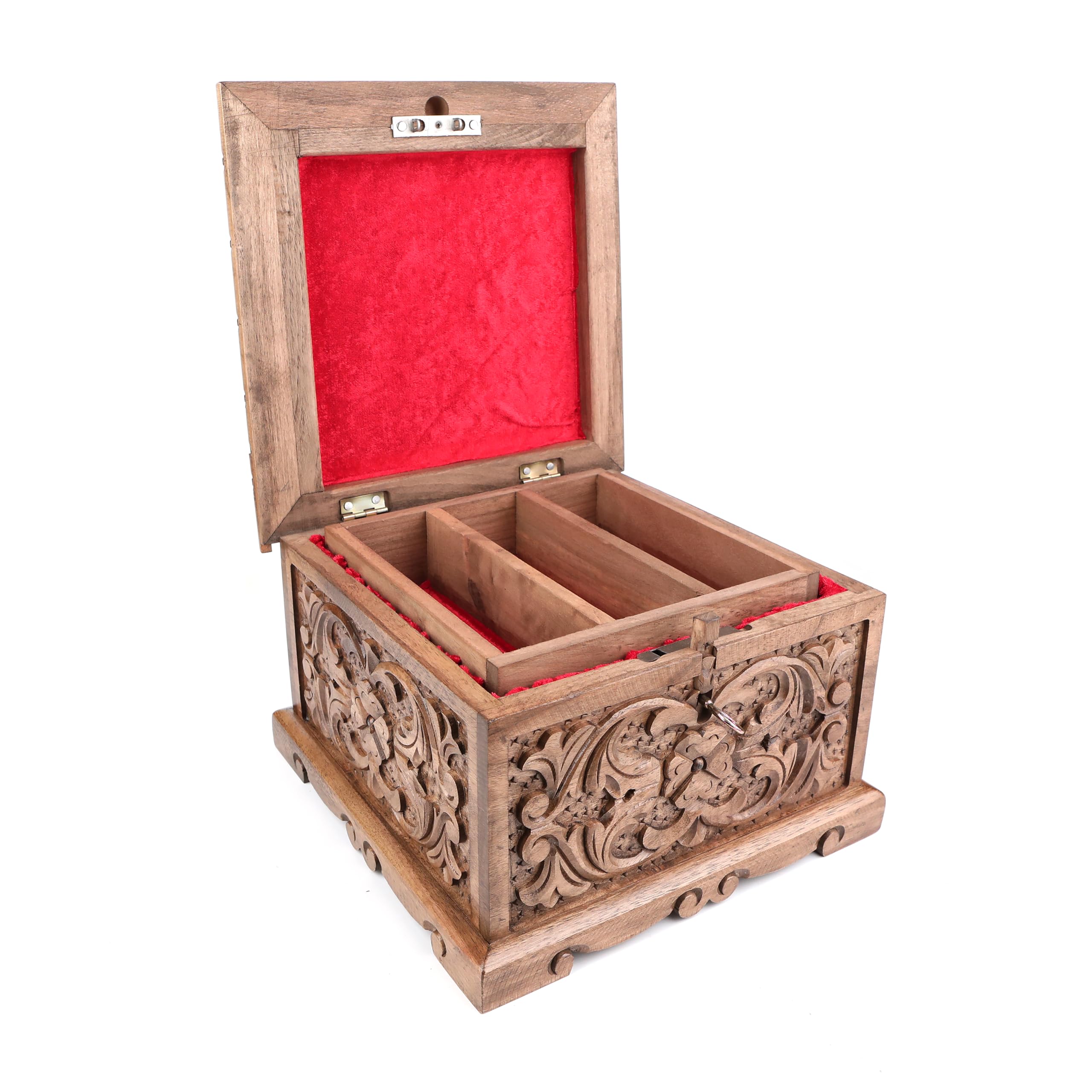 Boîte à Bijoux Secrète Tubibu – Noyer Massif – Coffre à énigme Avec Clé Cachée – Fabriquée En Turquie – 22 X 13 X 12,5 Cm