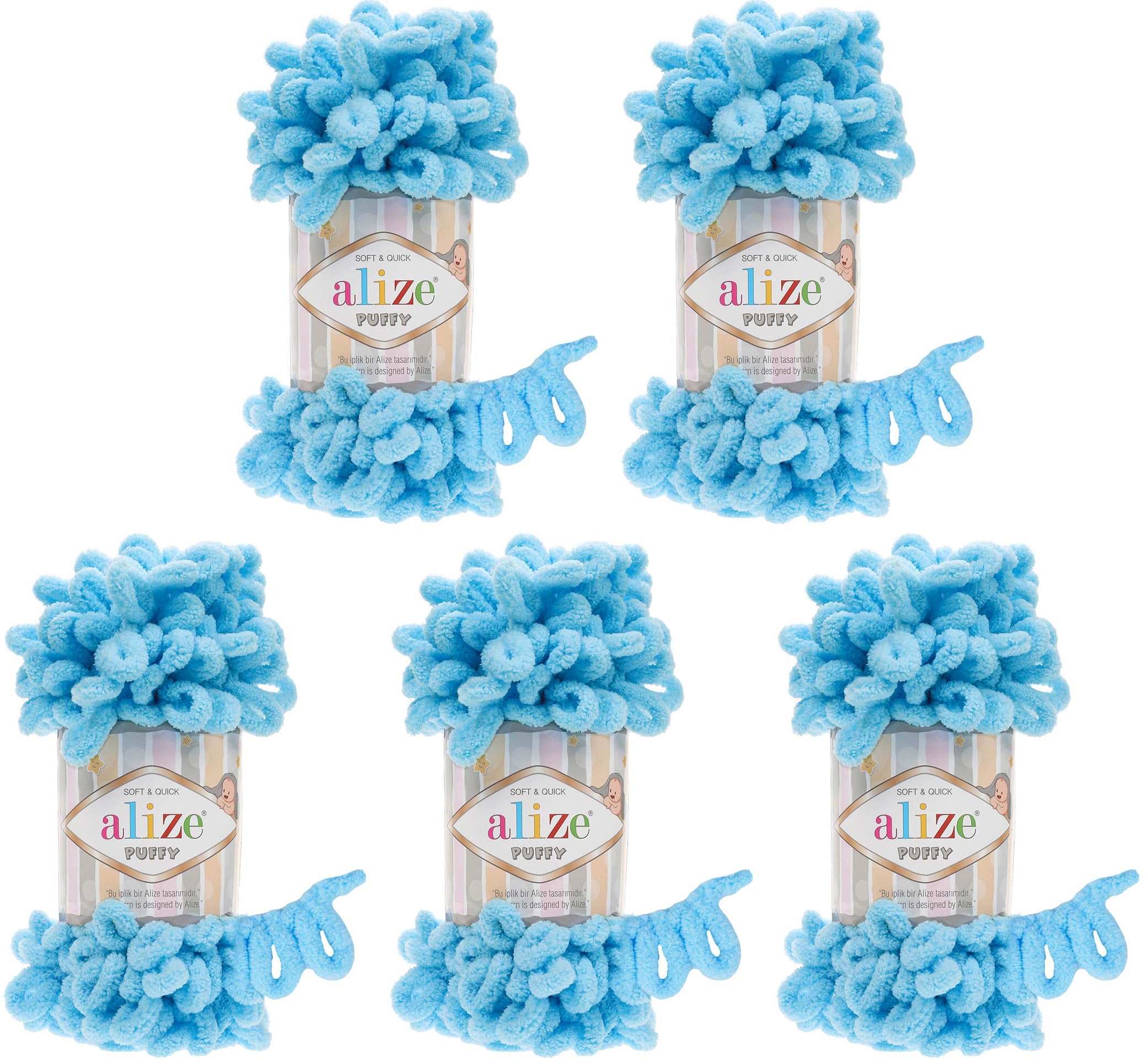 5 Gomitoli Di Lana Da 100g In Cotone E Acrilico - Blu Unito - 500g Totali Per Maglia E Uncinetto