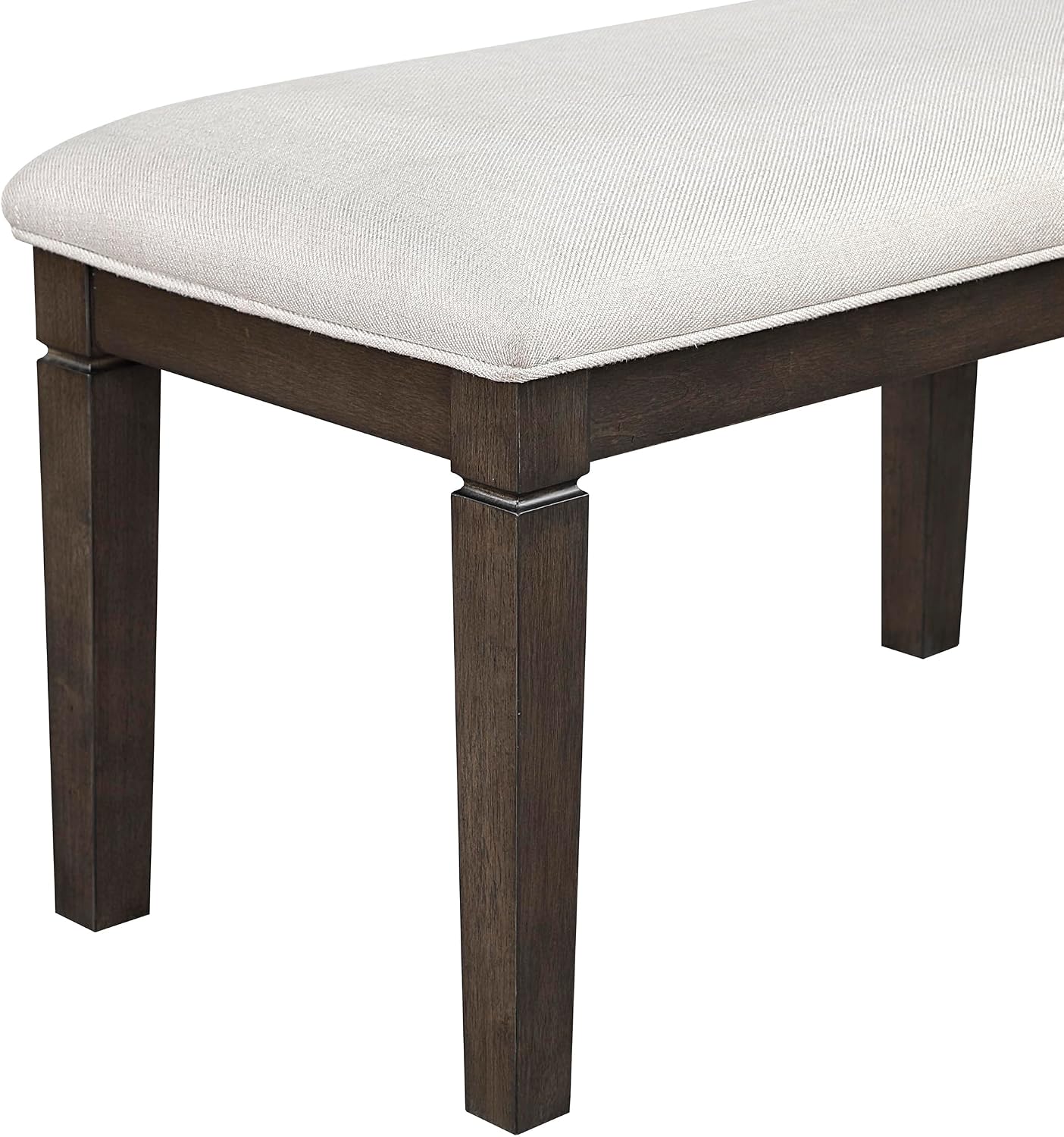 Lexicon Dining Bench with Padded Seat and Wooden Frame, 58" W Entryway Bench, Beige Textured Fabric Upholstered Dining Seat for Kitchen/Living Room, Easy Assembly, Dark Espresso