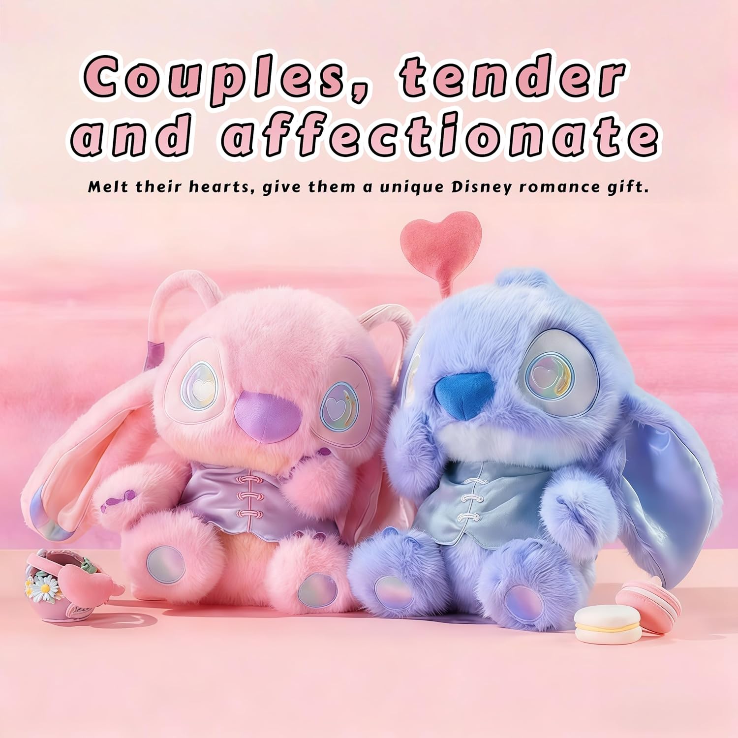 MINISO Stitch Sitting Doll New Chinese Style Cute Decorative Doll Soft Home Desktop Ornament Cute Collectible Doll Gift Giving (Stitch)