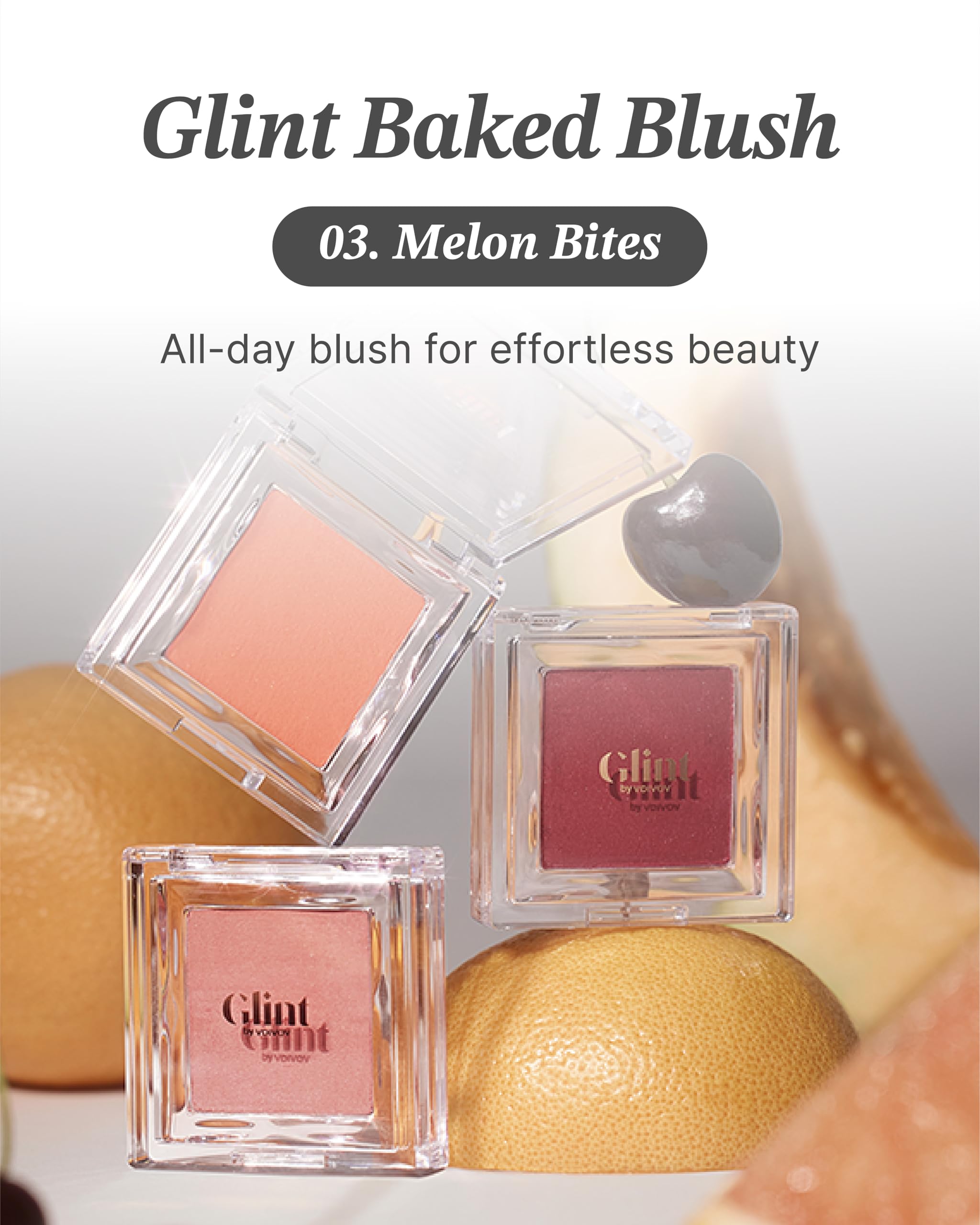 Amazon.com : Glint Baked Blush (Melon Bite, 0.08oz) - Long-Lasting