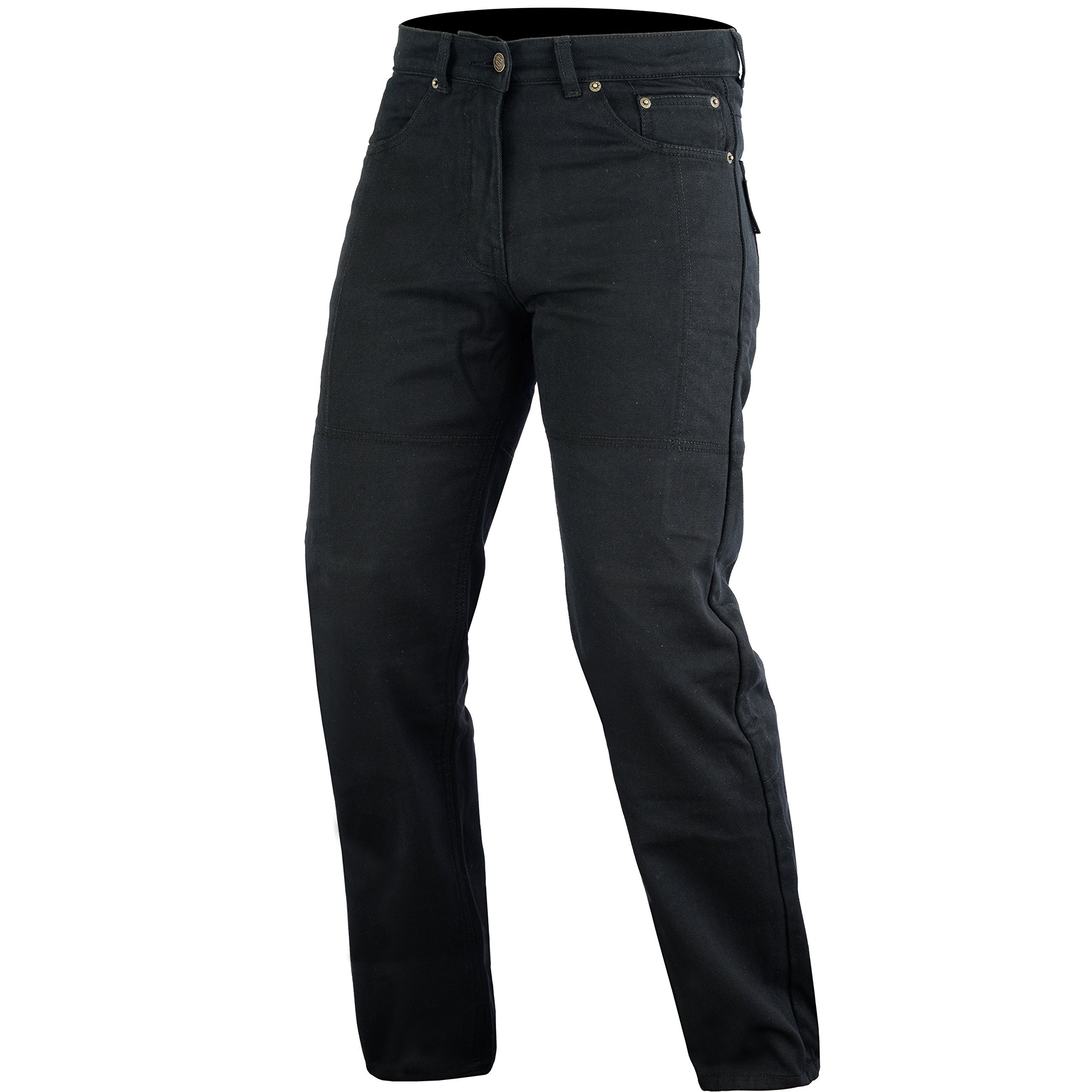 Bikers Gear Australia Classic Cut Kevlar Lined Protective Motorcycle Trouser Kevlar Jeans with Removable CE1621-1 Armour, Black, Size 44S