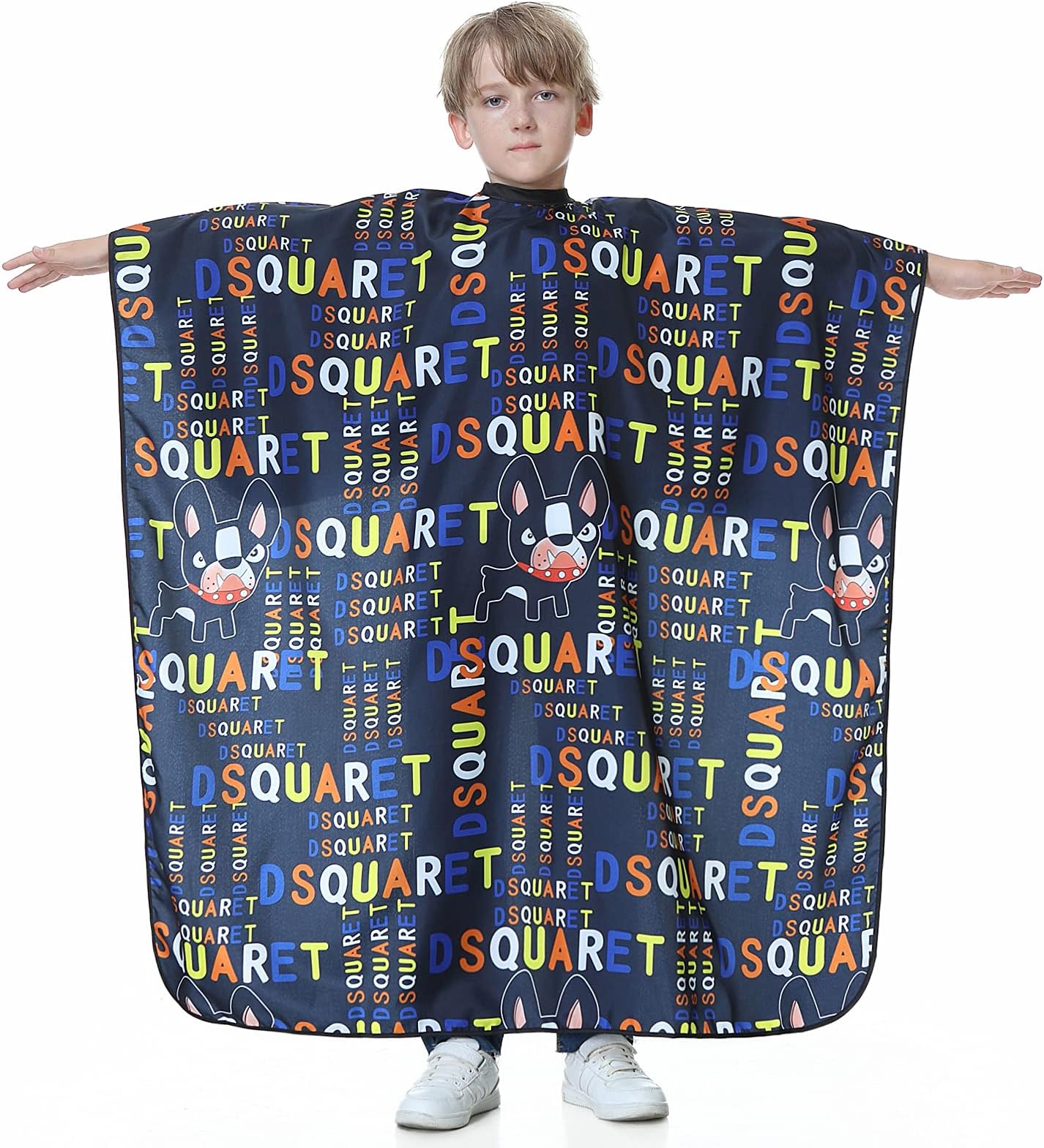 Haircut Salon Hairdressing Cape for Kids Child Styling Polyester Smock Cover Waterproof Shampoo & Cutting Household Capes with Snap Closure,37×51 (Dog with Alphabet), free size