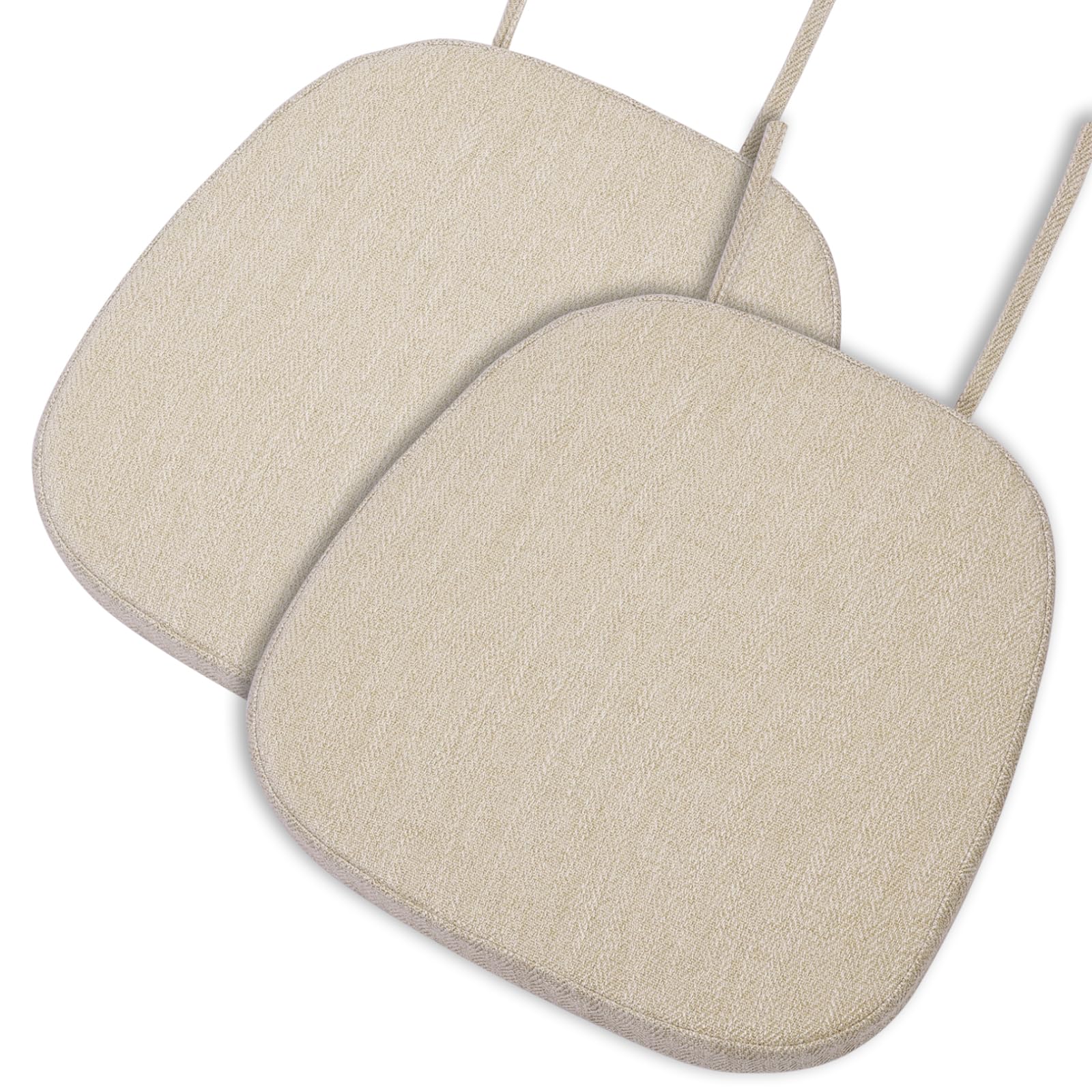 baibu 14In Metal Chair Cushion with Ties, Set of 2 Non-Slip Metal Dining Chair Pads Kitchen Seat Cushions with Machine Washable Cover, 14x14x1.5in, Beige