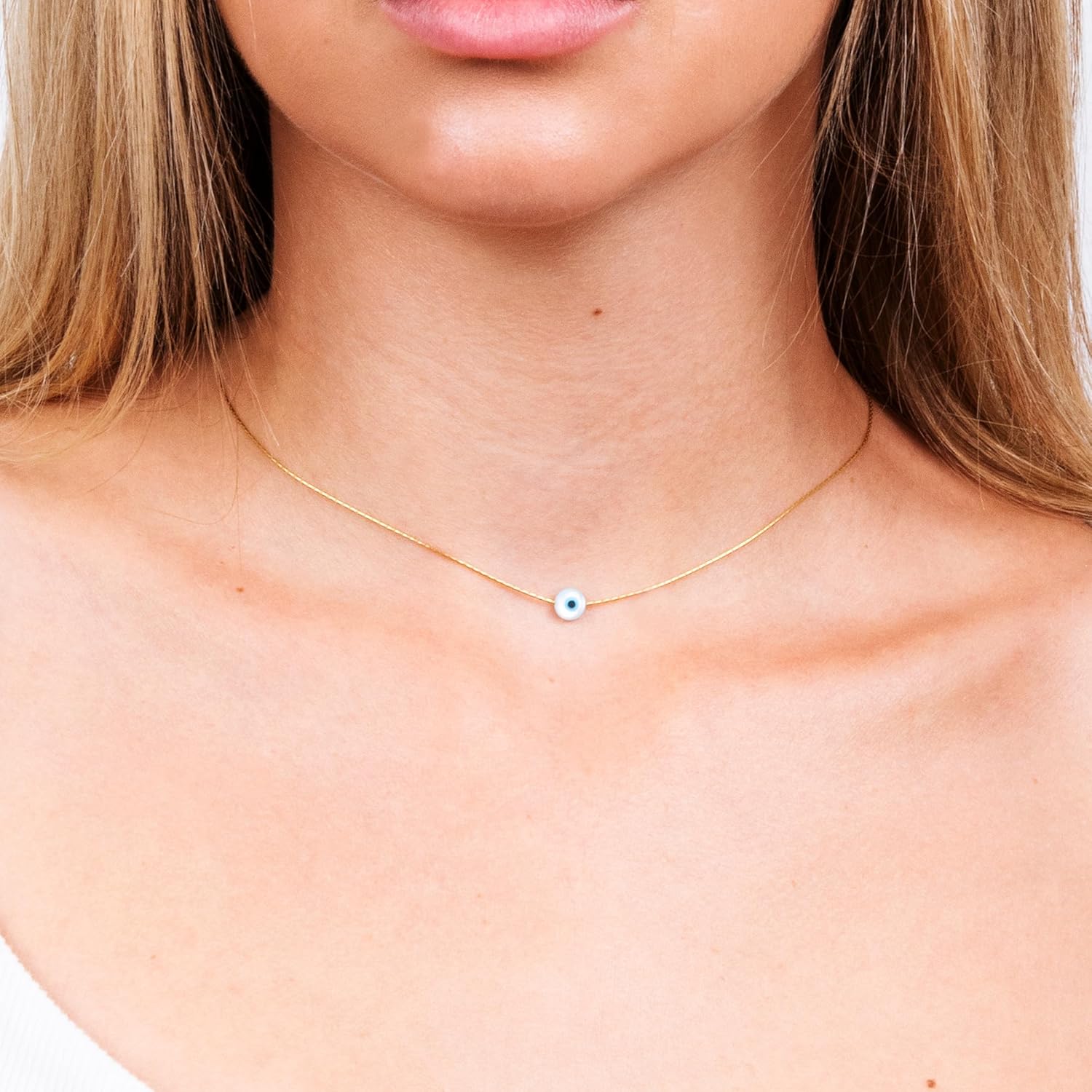 Evil Eye Choker Necklace - Gold Filled or Sterling Silver, Round or Marquise Eye, Minimalist Good Luck Jewelry - Image 3