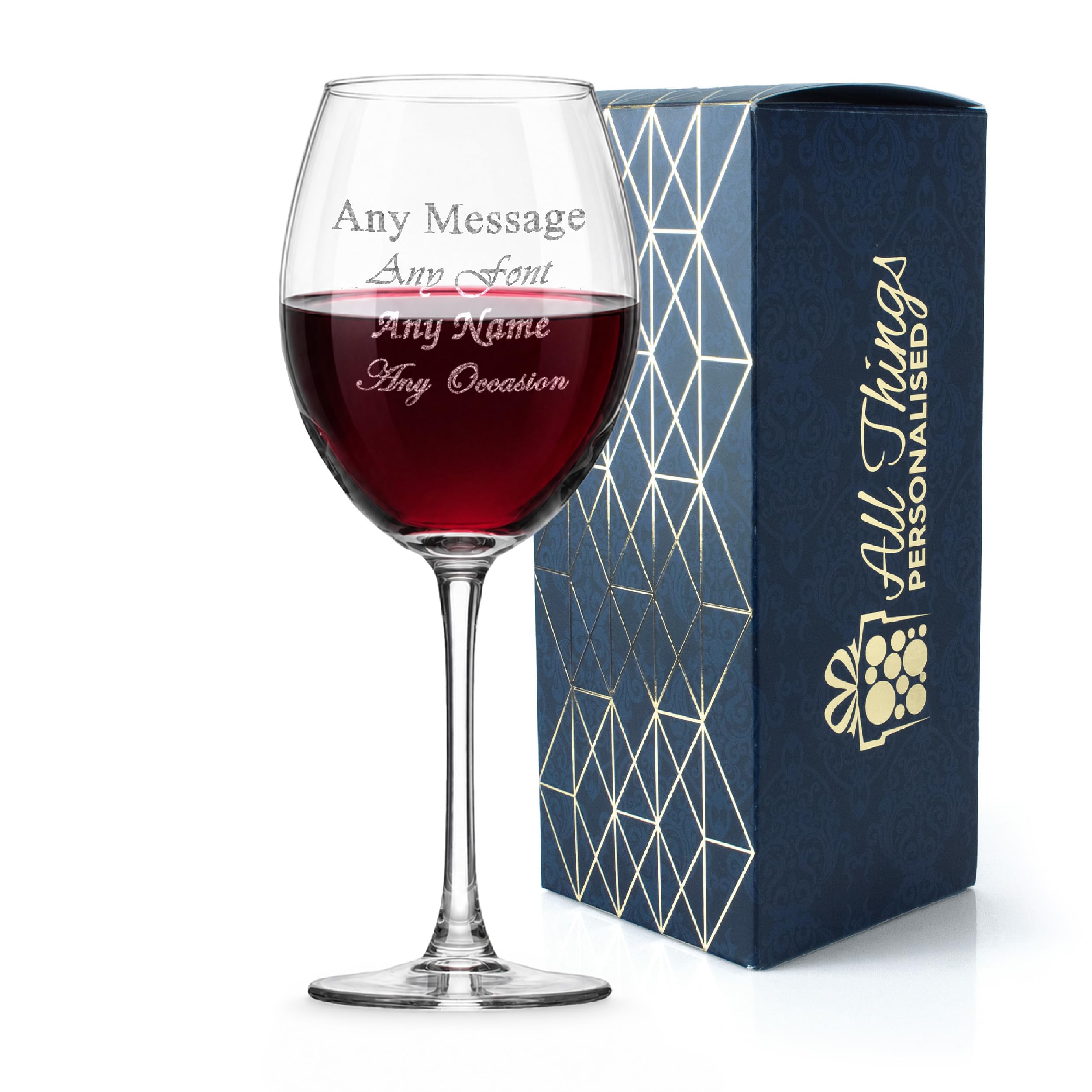 Personalised Engraved Enoteca 19oz Large Wine Glass, Personalise with Any Message for Any Occasion, Stylize with a Variety of Fonts, Gift Box Included, Laser Engraved