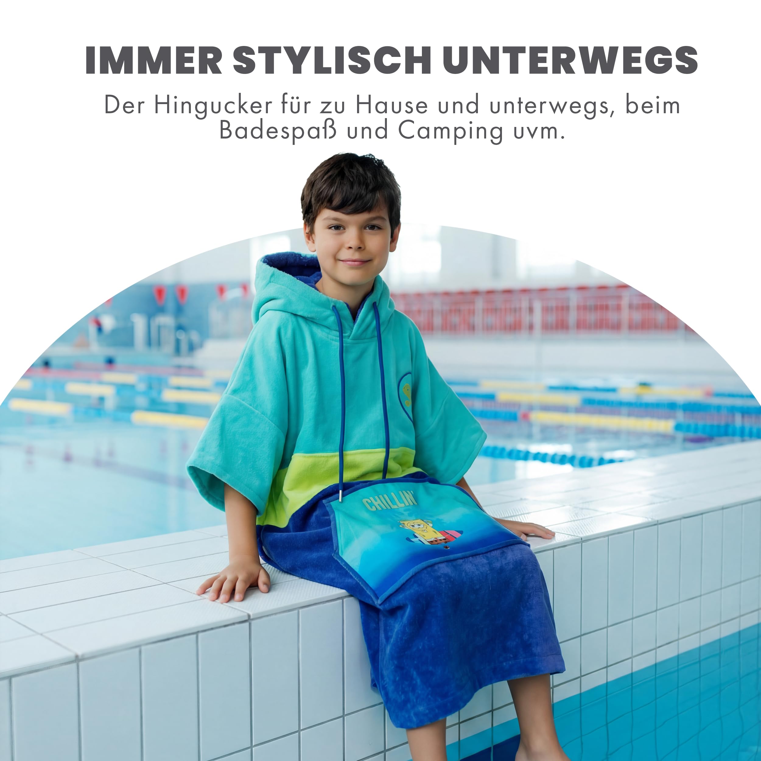 WAVE HAWAII Poncho kąpielowe damskie i męskie, rozmiar S, 151–173 cm | Poncho surfingowe dla dorosłych z bawełny 95–100%, chłonny ręcznik frotte, poncho do przebierania