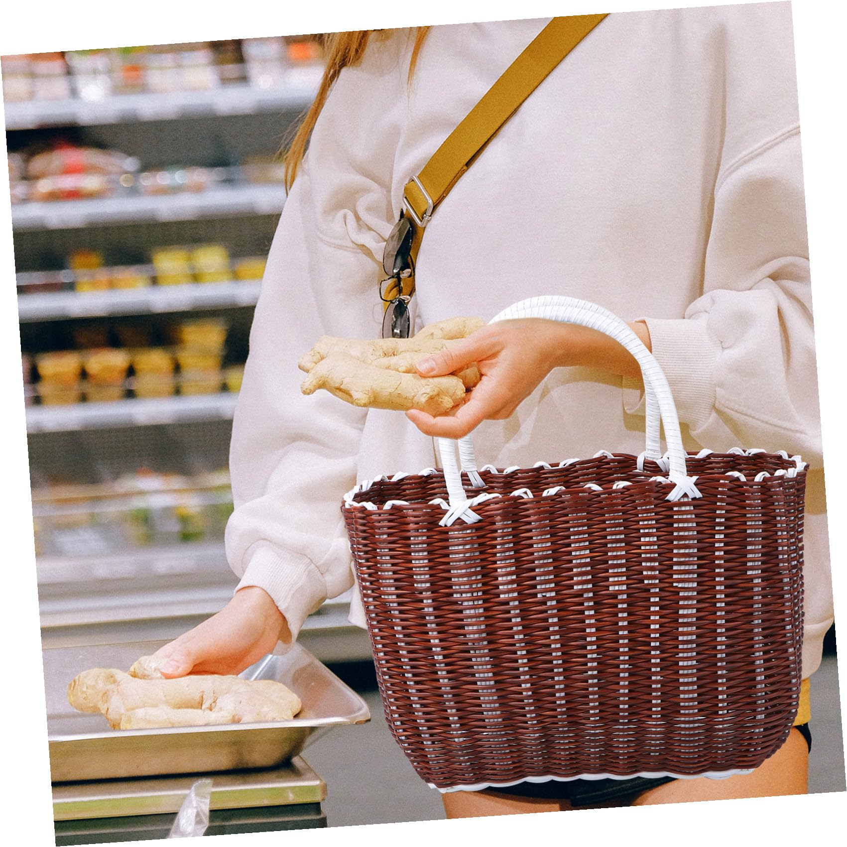 【barabaraさま】vintage ❀ * 持ち手つき バスケット Amazon.co.jp: ハンドル付き買い物かご ショッピング収納バスケット