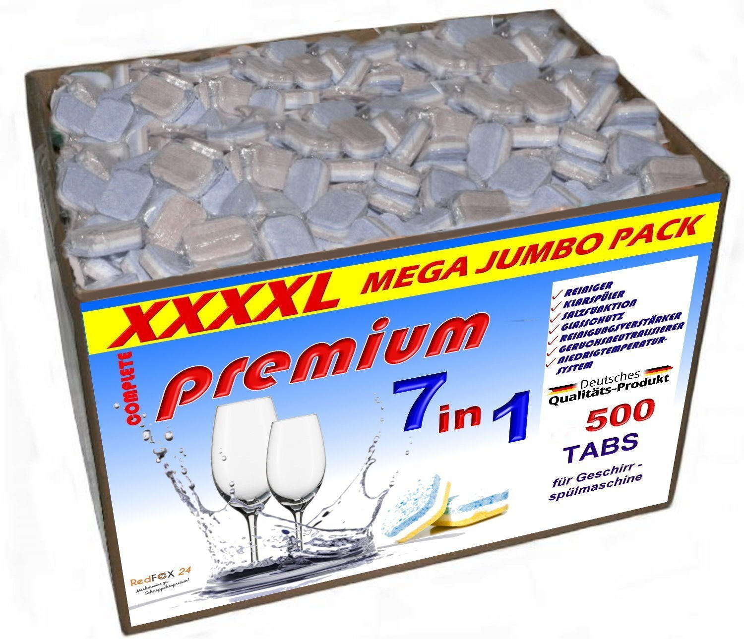7 in 1 Spülmaschinen Tabs, B-Ware, 10 KG Karton | Wasserlösliche Folie, Geschirrspültabs, 7 verschiedene Funktionen
