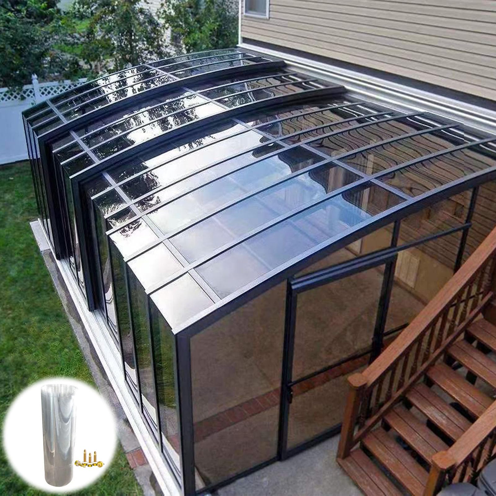 Clear Polycarbonate Roofing Sheet Waterproof Rainproof Panels for Garden Canopy Greenhouse Patio Easy to Bend with Screws Custom Width x Length (0.6x9m)