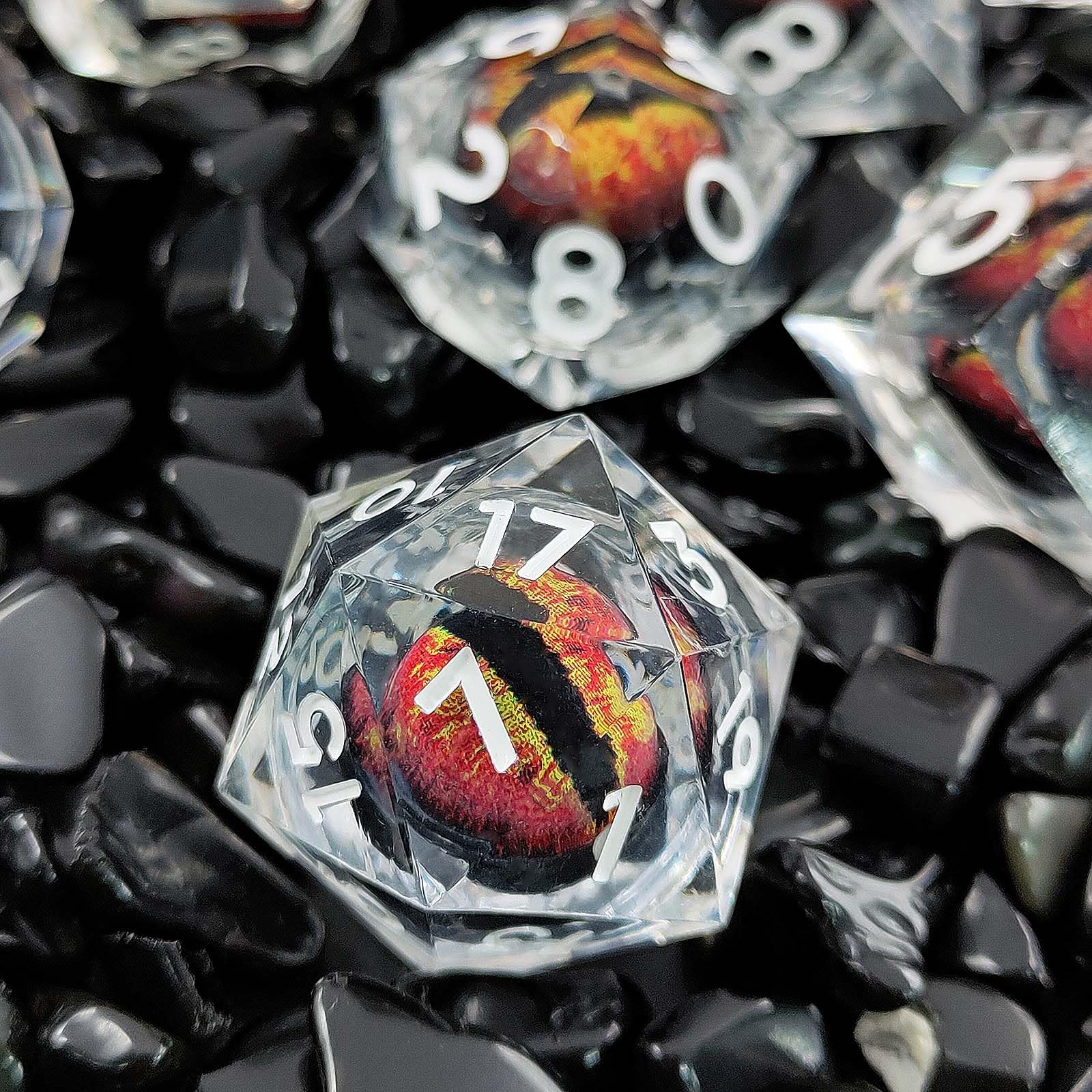 ORUZA 7 PCS Dragon Eye DND Dice Liquid Core D&D Dice Resin Sharp Edge Polyhedral D&D Dice Set for Dungeons and Dragons Role Playing Die D20 D12 D10 D8 D6 D4 D% - Image 2