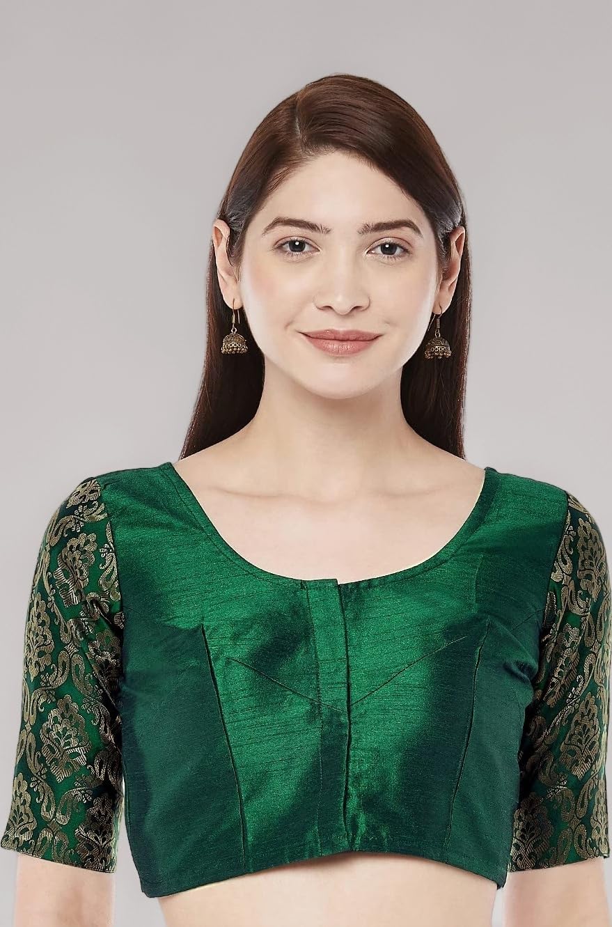 Studio Shringaar Women's Brocade Sleeves Saree Blouse