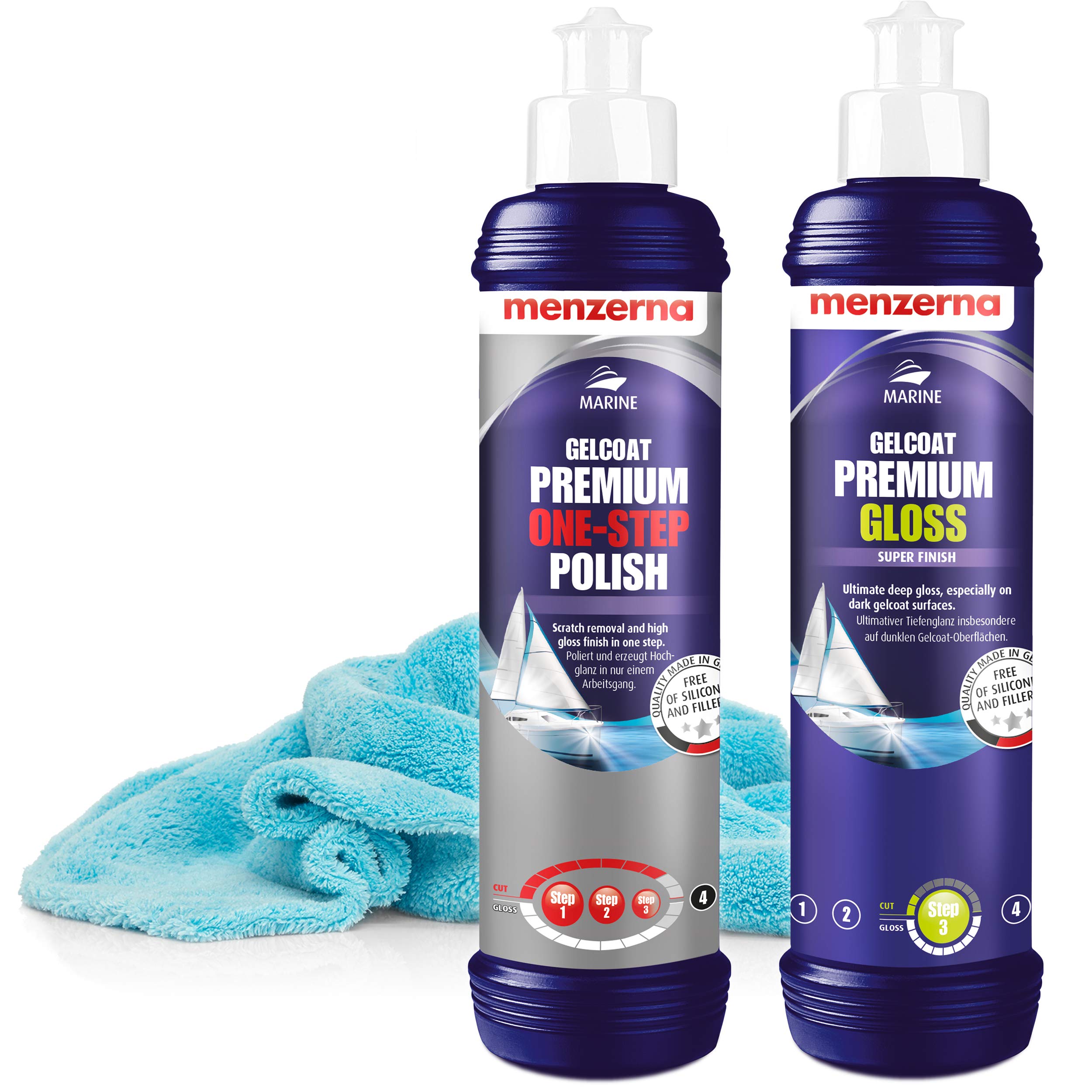 detailmate - Menzerna Premium Gelcoat Boots Politur Set Polish 250ml (One Step Polish + Gloss Set)
