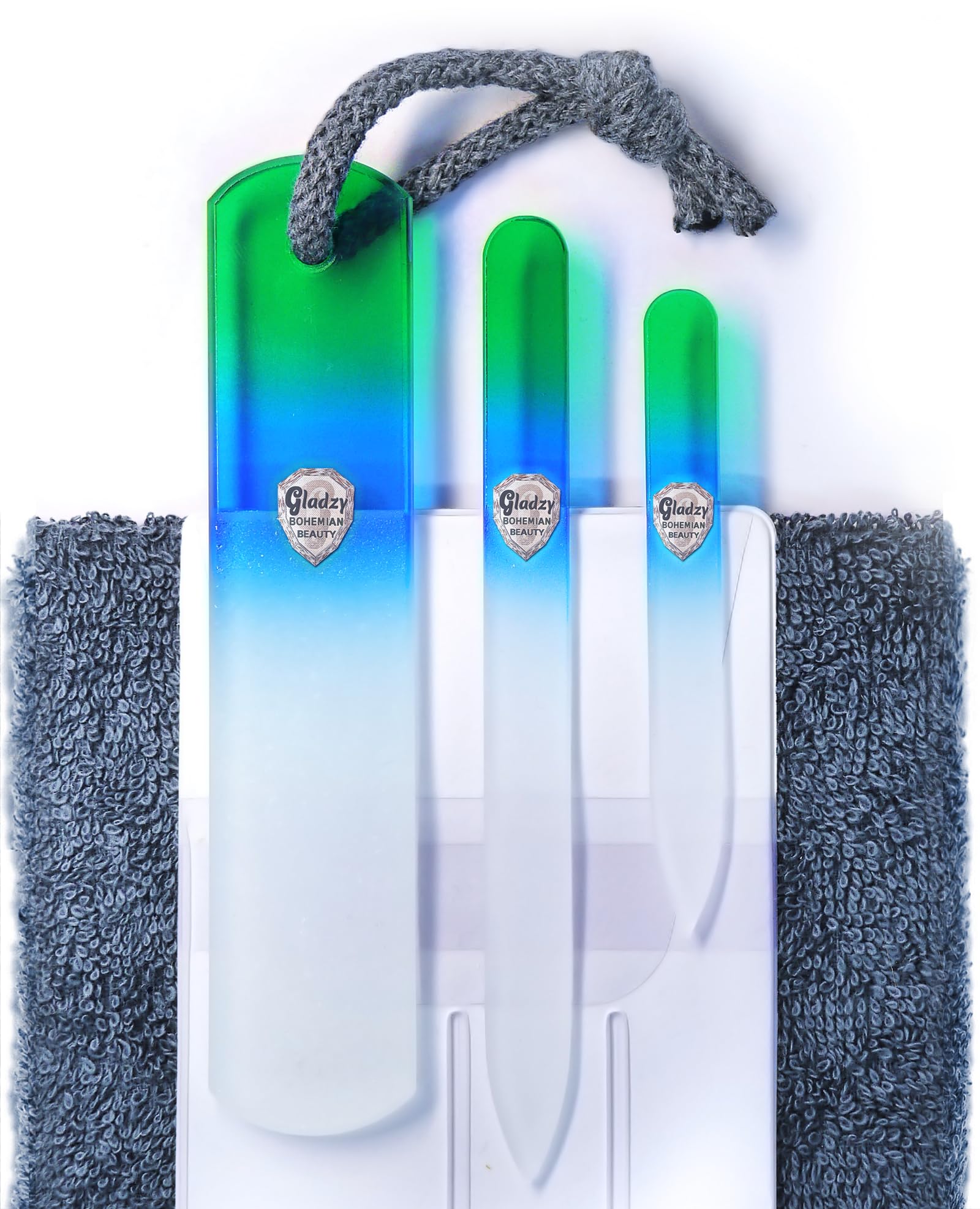 GLADZY Genuine Czech Glass Nail File Set - Callus Remover Foot Rasp, Double Sided Different Grit Surface, Professional Manicure and Pedicure Tools for