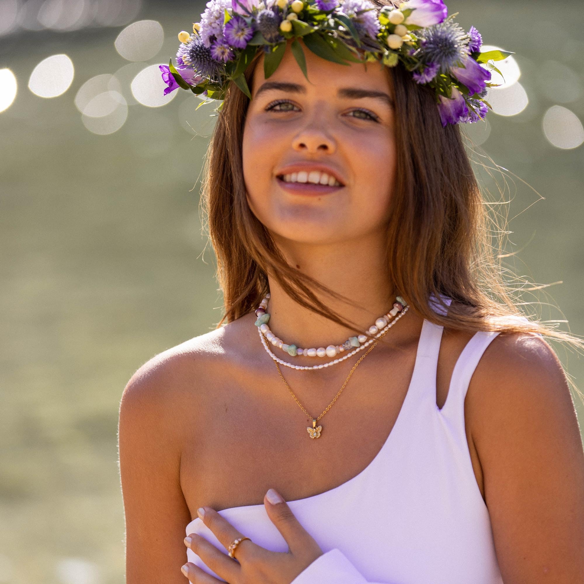 Purelei Enchant - Collar de perlas de agua dulce auténticas para mujer, cadena ajustable (30/40 cm), brillante y elegante, acero inoxidable chapado en oro de 18 quilates o plata