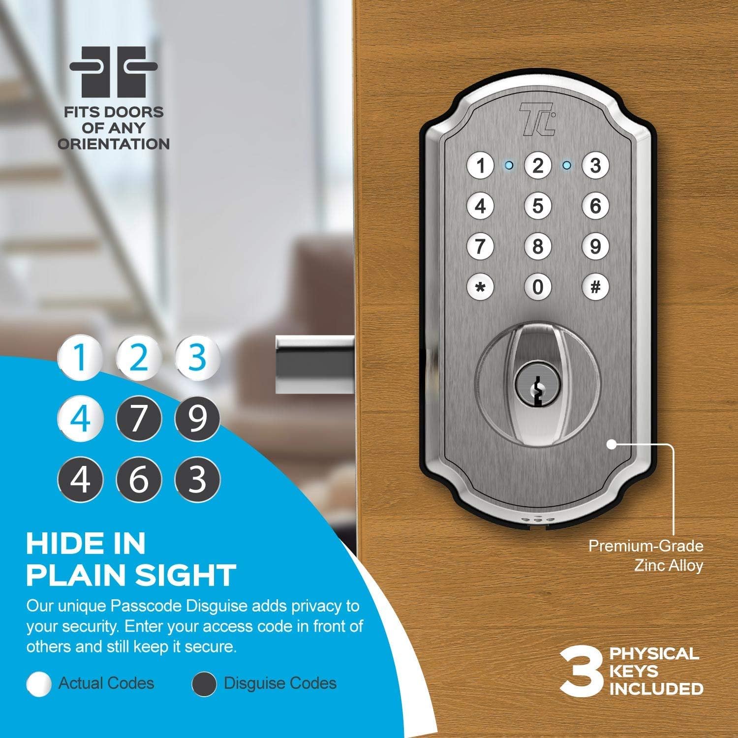 Best Review TURBOLOCK Keyless Door Lock with Keypad and Voice Prompts | Digital Deadbolt Smart Lock w/Commercial-Grade Zinc Alloy & Easy Installation (IP65) (Bluetooth, Oil Rubbed Bronze)