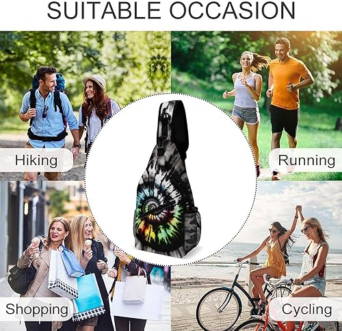 Miniatura 6 de Lurhonp Bandolera cruzada con teñido anudado, mochila bandolera para hombres y mujeres