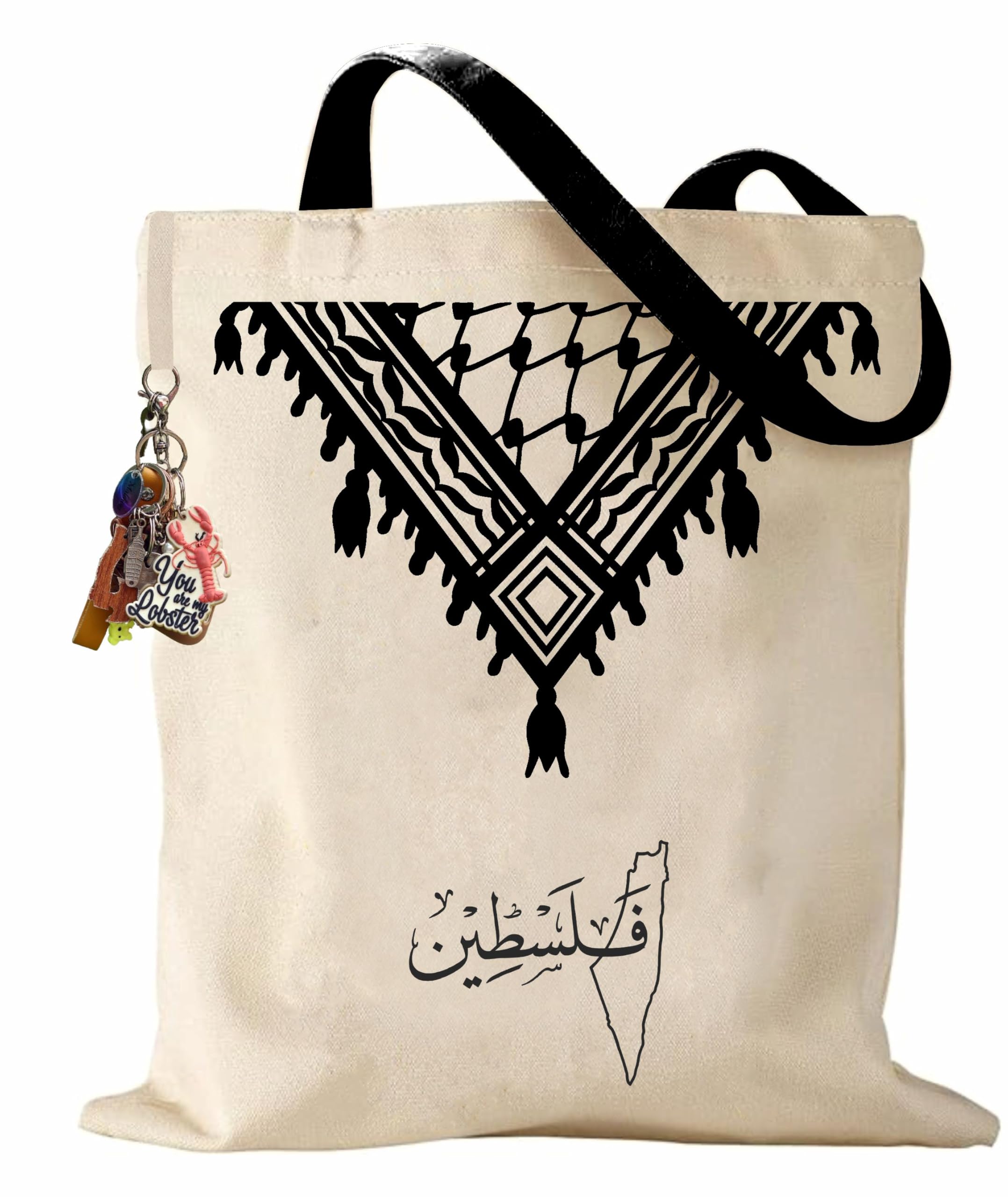 Faradini Tote Bag for Women Girls - Resuable Printed Canvas Cotton Shoulder Tote with Snap Closure, Zip Pocket & Keyring loop