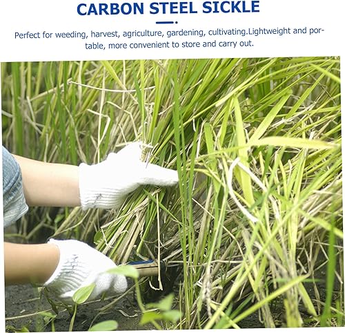 Miniatura 3 de Operitacx Herramienta de jardinería de hoz 3 uds, cortador de hierba, equipo de pesca, gancho de cosecha agrícola, herramienta de deshierbe de