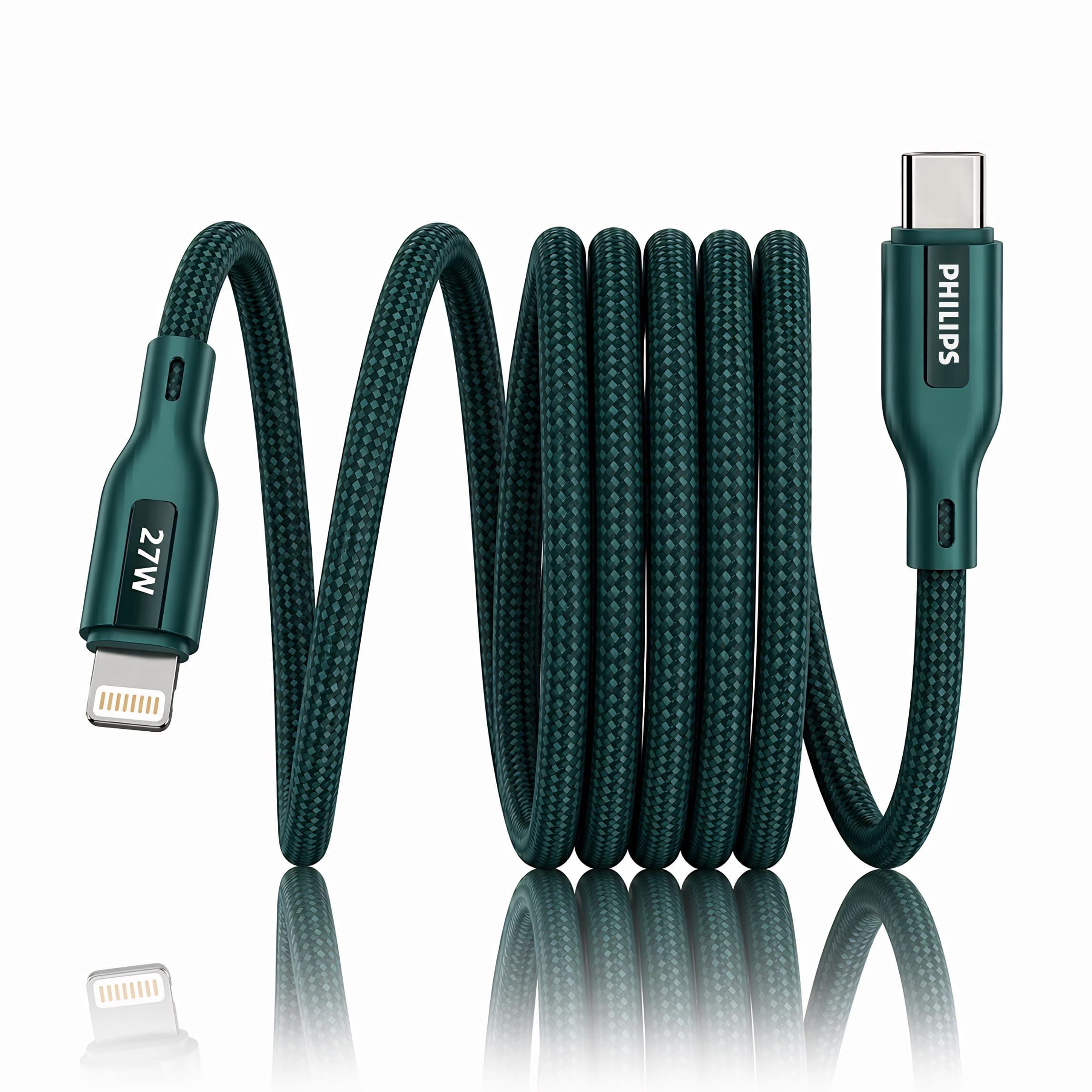 PHILIPS DLC4150LT/94 27W iPhone Original Type-C to Lightning Fast Charging Cable (1.5m, Crystal Teal) | MFi Certified | 480Mbps | Nylon Braided | Compatible with iPhone & Other Lightning Devices-image-12