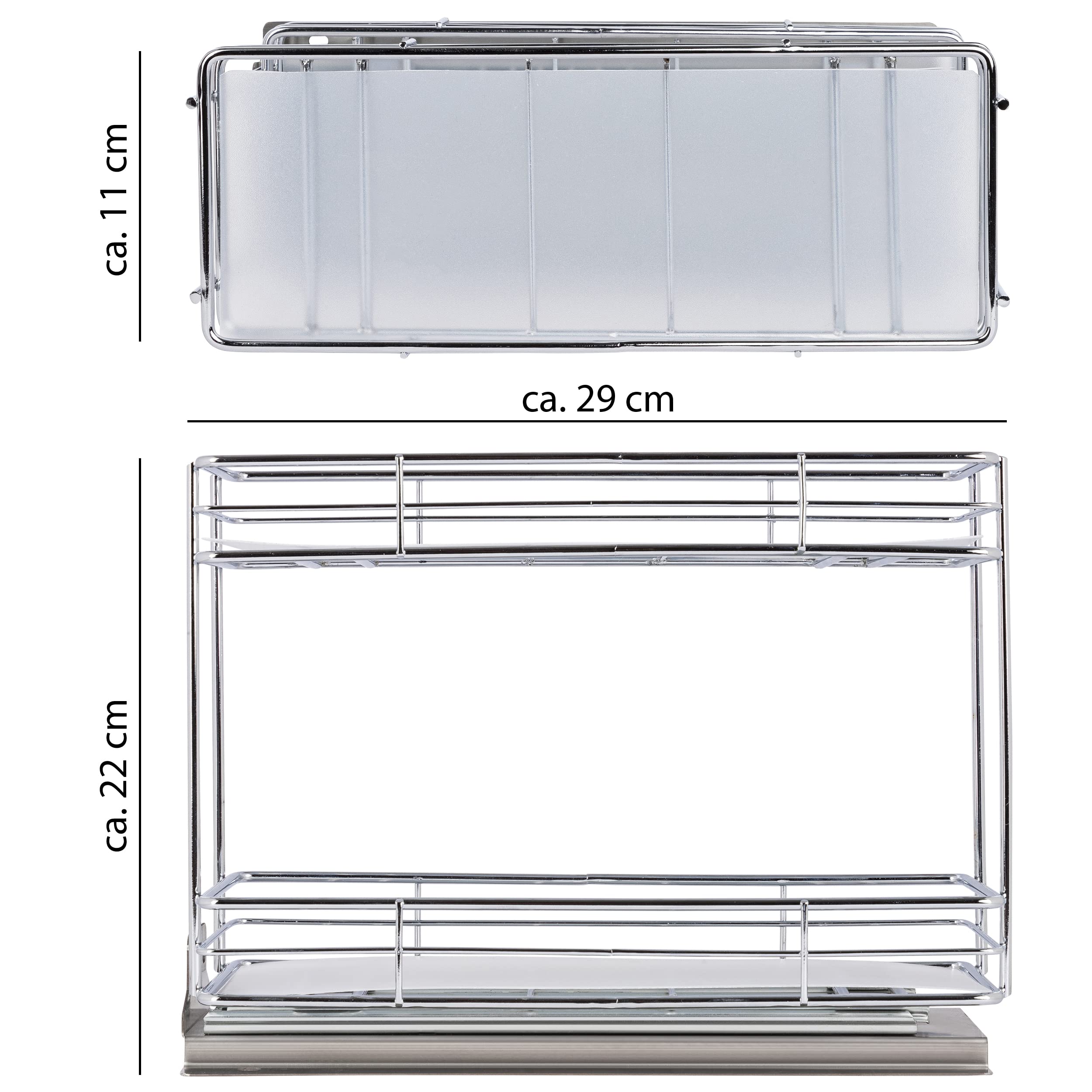 ONVAYA® Gewürzregal ausziehbar | Doppelkorb | Gewürzständer aus Edelstahl | Schrankeinsatz für die Küche | Regal Organizer | Teleskop-Gewürzregal für Schränke und Schubladen