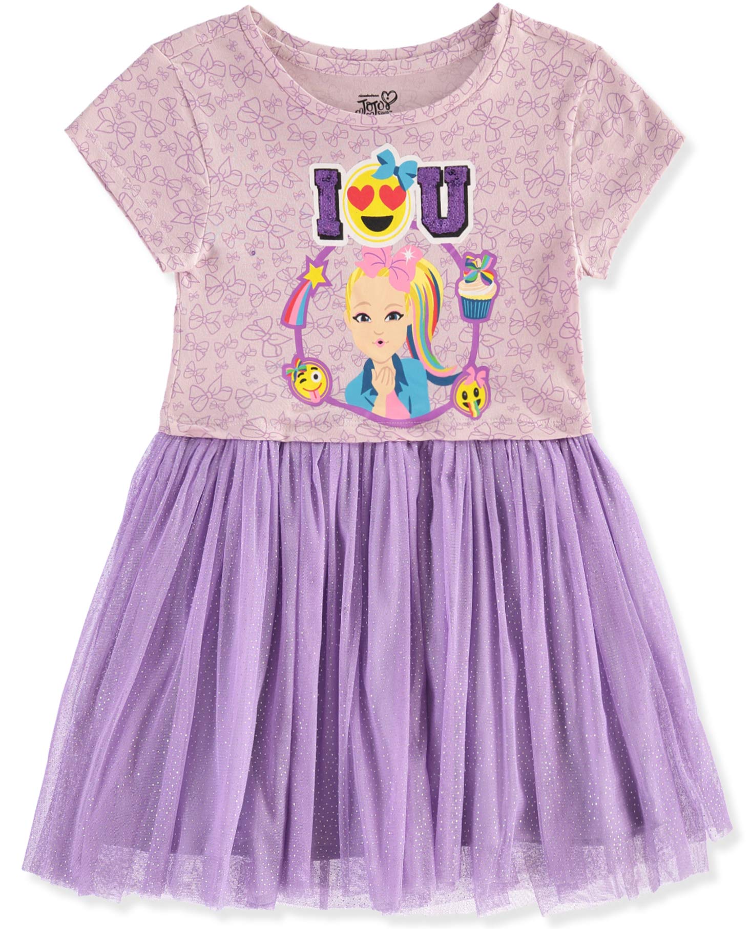 Nickelodeon Girls JoJo Siwa Short Sleeve Glitter Tulle Tutu Dress
