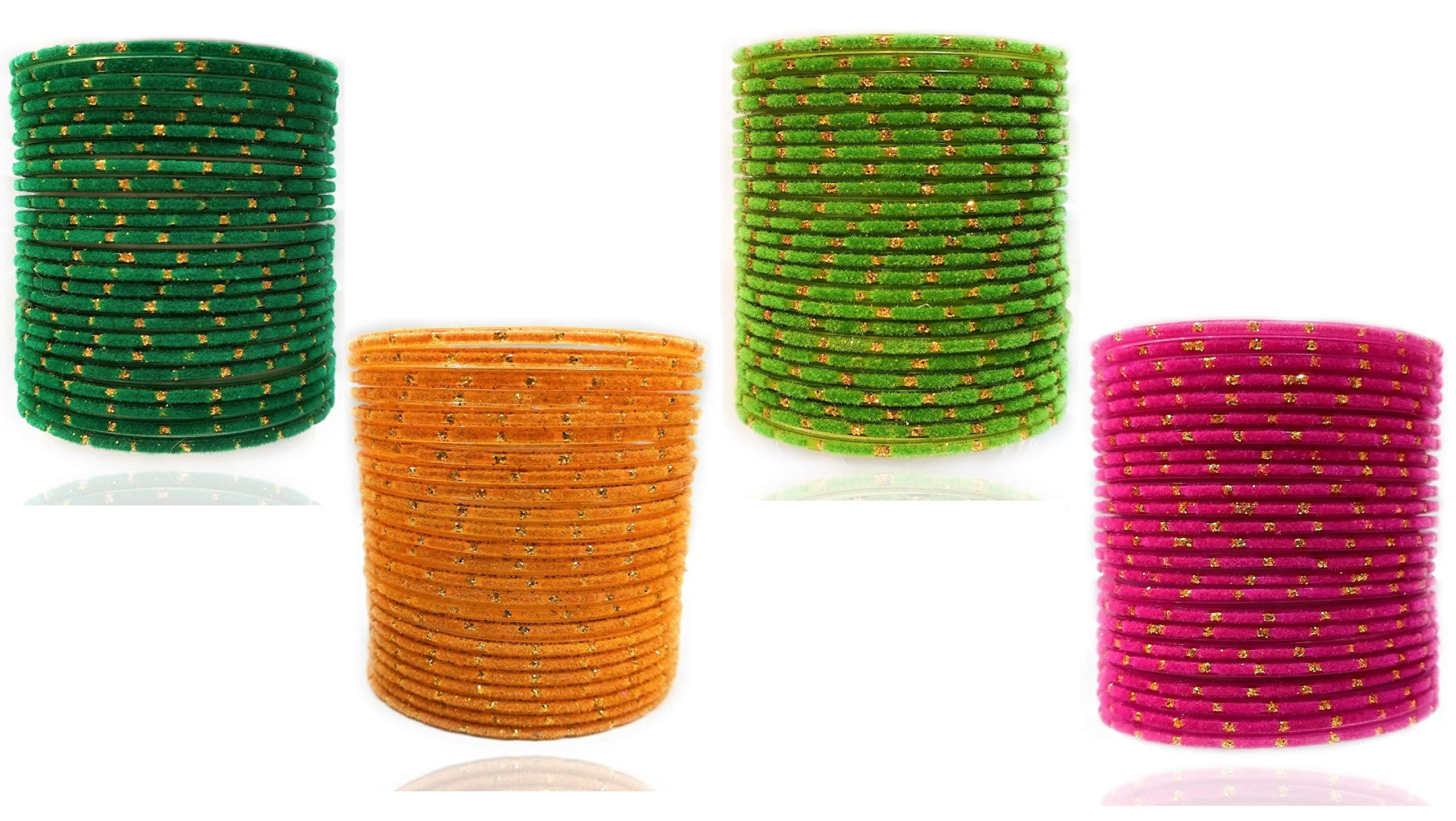 Glass and Bangle Set - Rani, Parrot, Green & Haldi