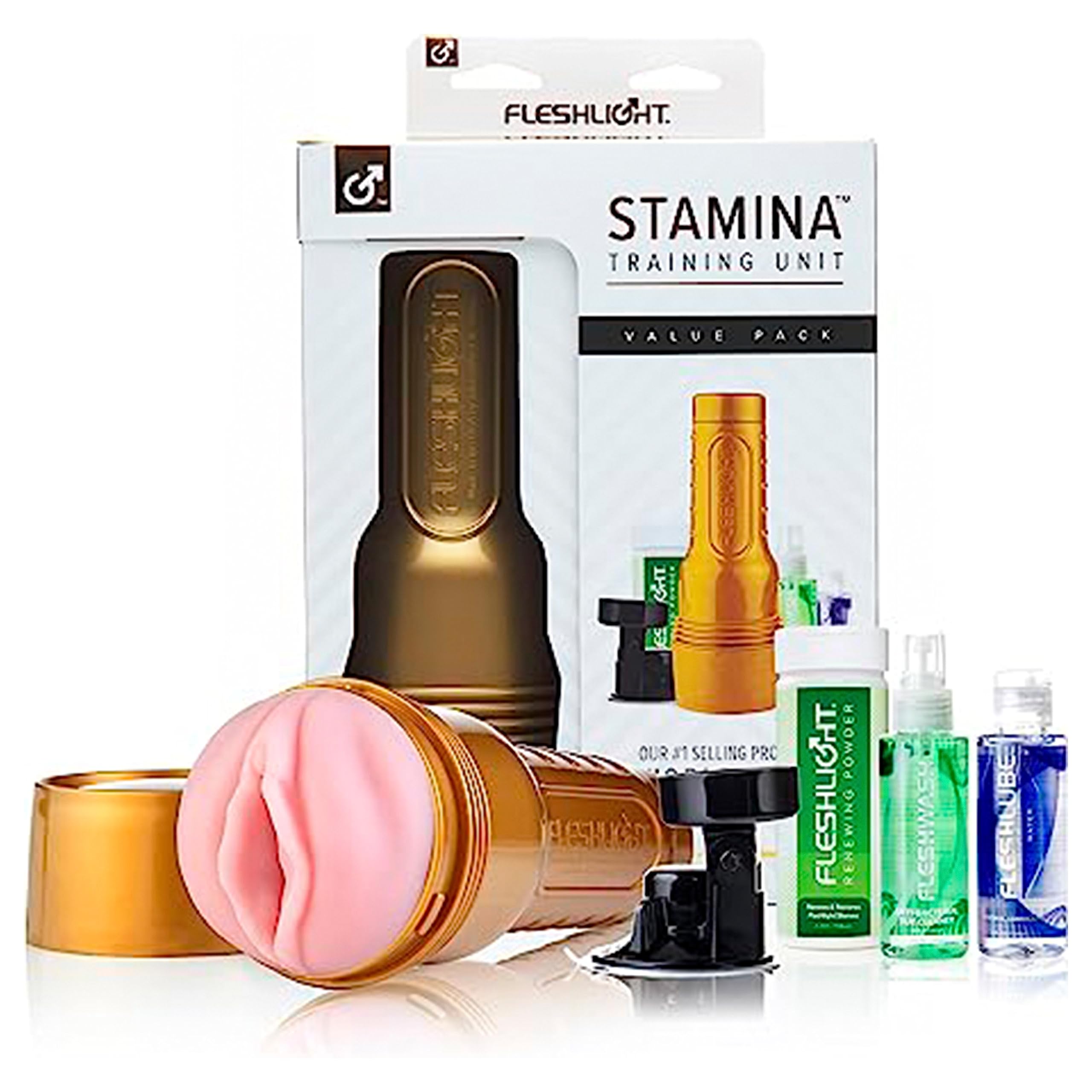 Fleshlight - Pack Stamina Training Unit - Masturbador Masculino Experiencia Real - Intensifica Sensaciones – Con Lubricante a Base de Agua – Incluye Limpiador Antibacteriano y Polvos Renovadores