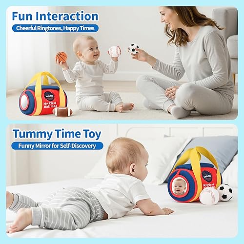 Miniatura 4 de Juguetes para bebés de 6 a 12 meses  My First Sports Bag Juguetes musicales para bebés con 4 bolas sensoriales  Baloncesto, fútbol, béisbol, fútbol