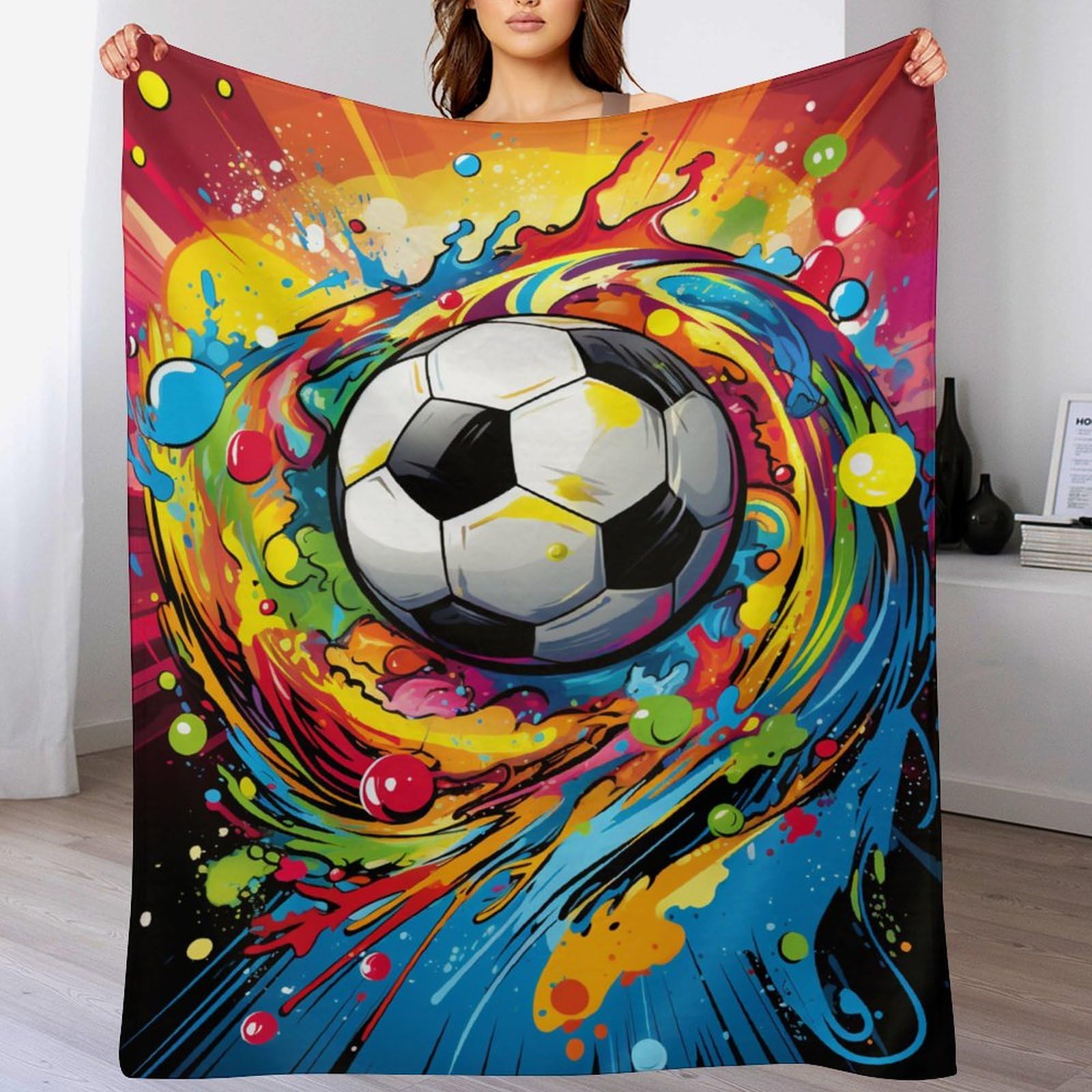 Couverture de canapé football en peluche pour soirée match tv