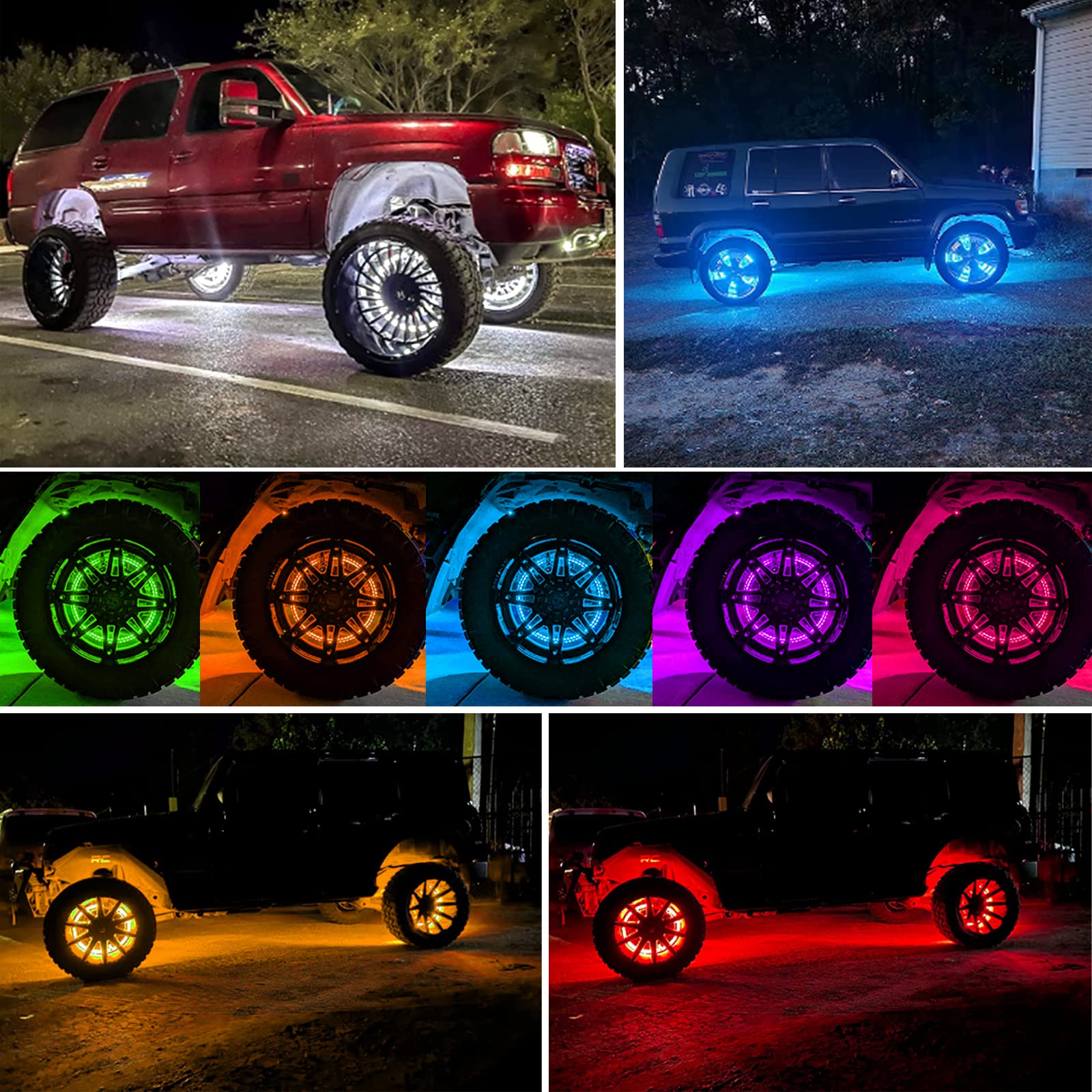 JXOFROAD Luzes de aro de roda LED de classificação quádrupla de 15