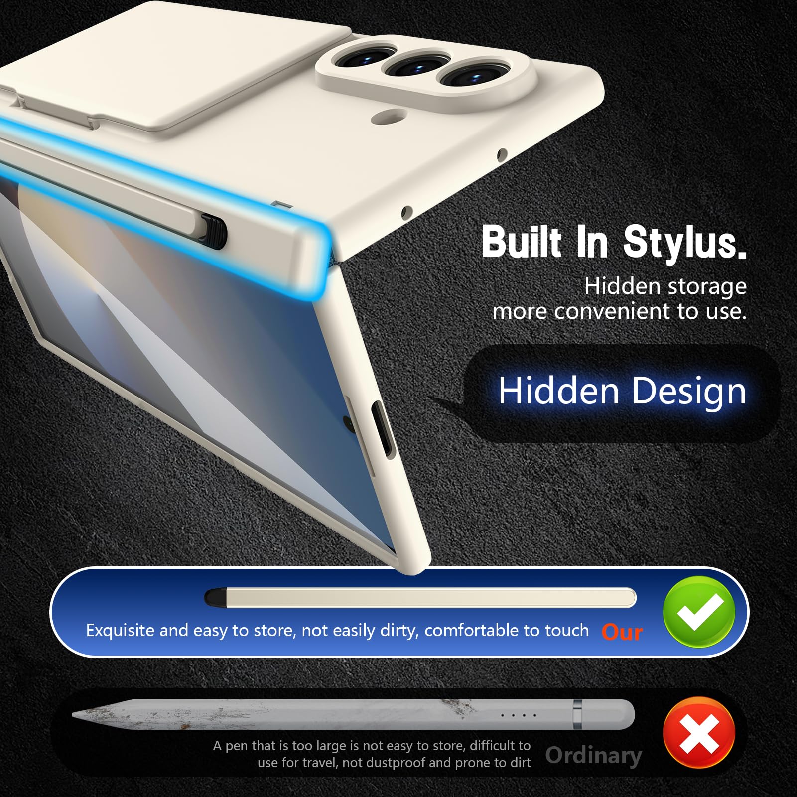 COQUE Etui na telefon Galaxy Z Fold 8 Ultra, odporne na uderzenia, z przegródką na karty i stojakiem, wbudowanym rysikiem i folią ochronną na wyświetlacz, etui na telefon komórkowy do Samsung Galaxy Z