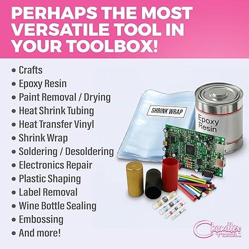 Miniatura 4 de Pistola de calor para manualidades, mini pistola de aire caliente de doble temperatura para resina epoxi, envoltura retráctil, envoltura de vinilo,