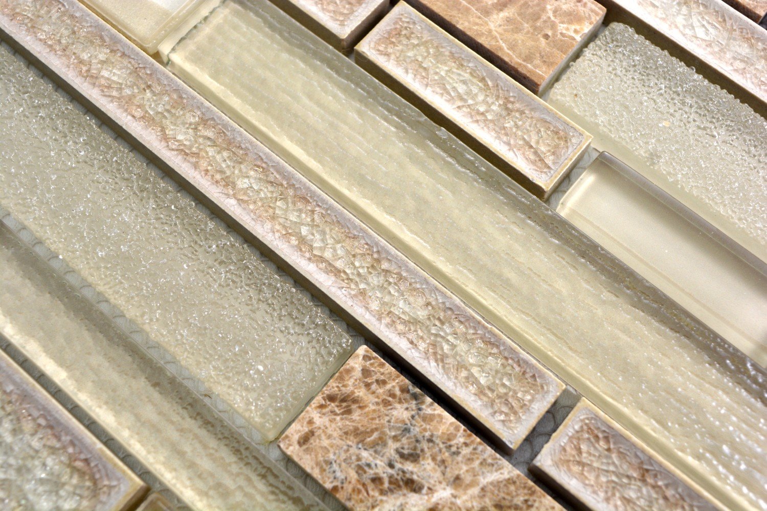 traslucido Mosaico in vetro cristallo beige Pietra ceramica 10 fogli