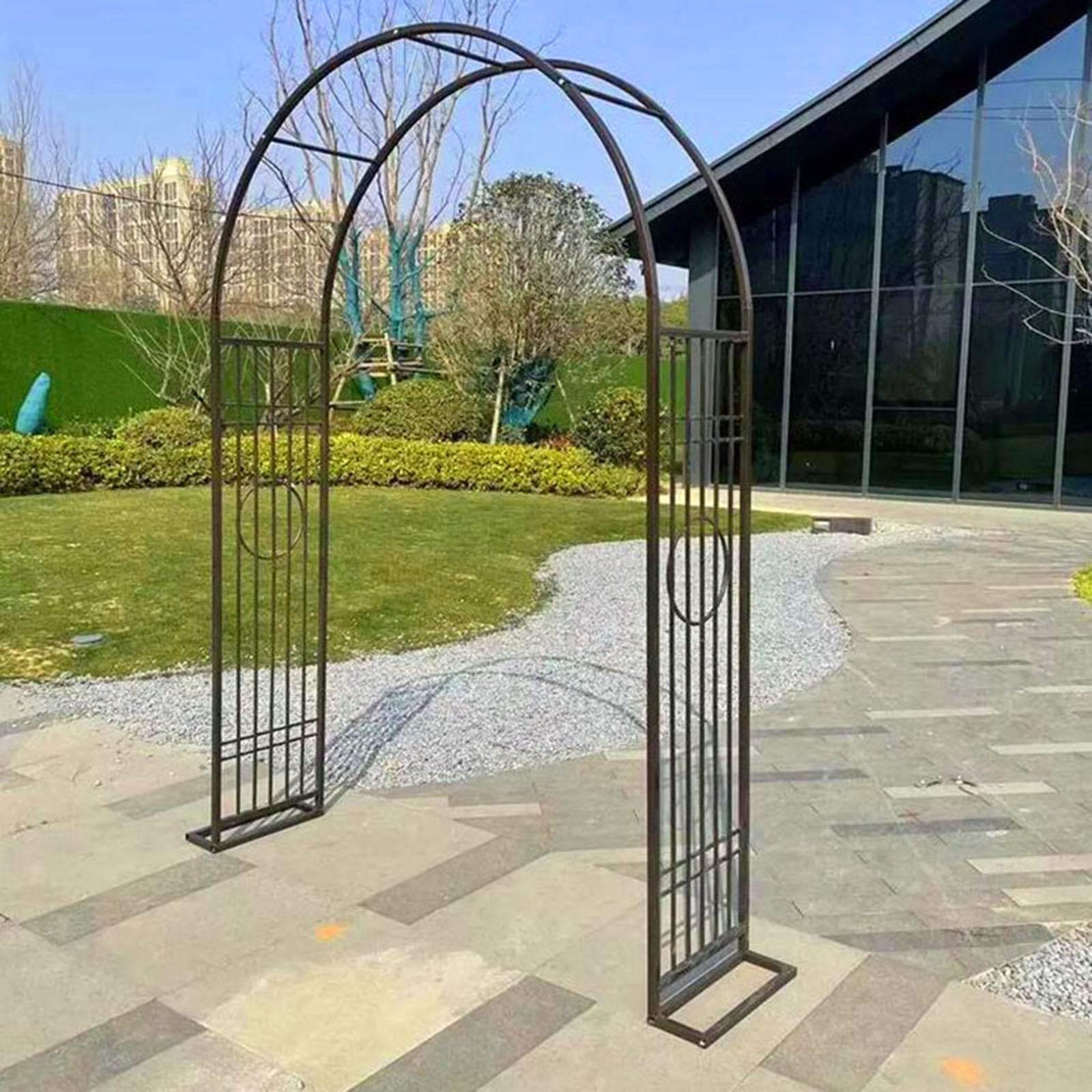 Arche de jardin rigide en acier contre l'affaissement des plantes grimpantes bronze