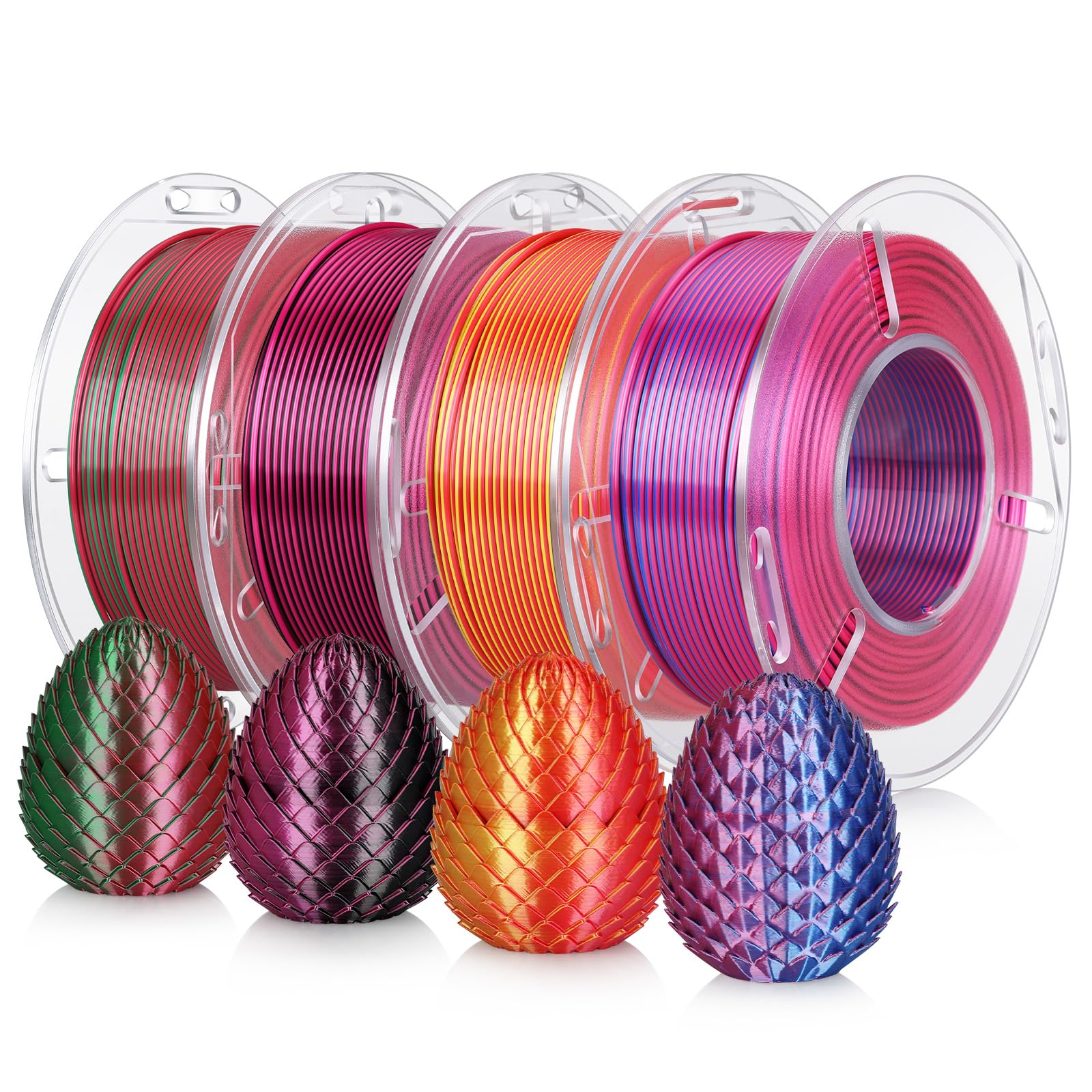 LANDU Silk PLA 3D Printer Filament,Red Gold,200G X 4