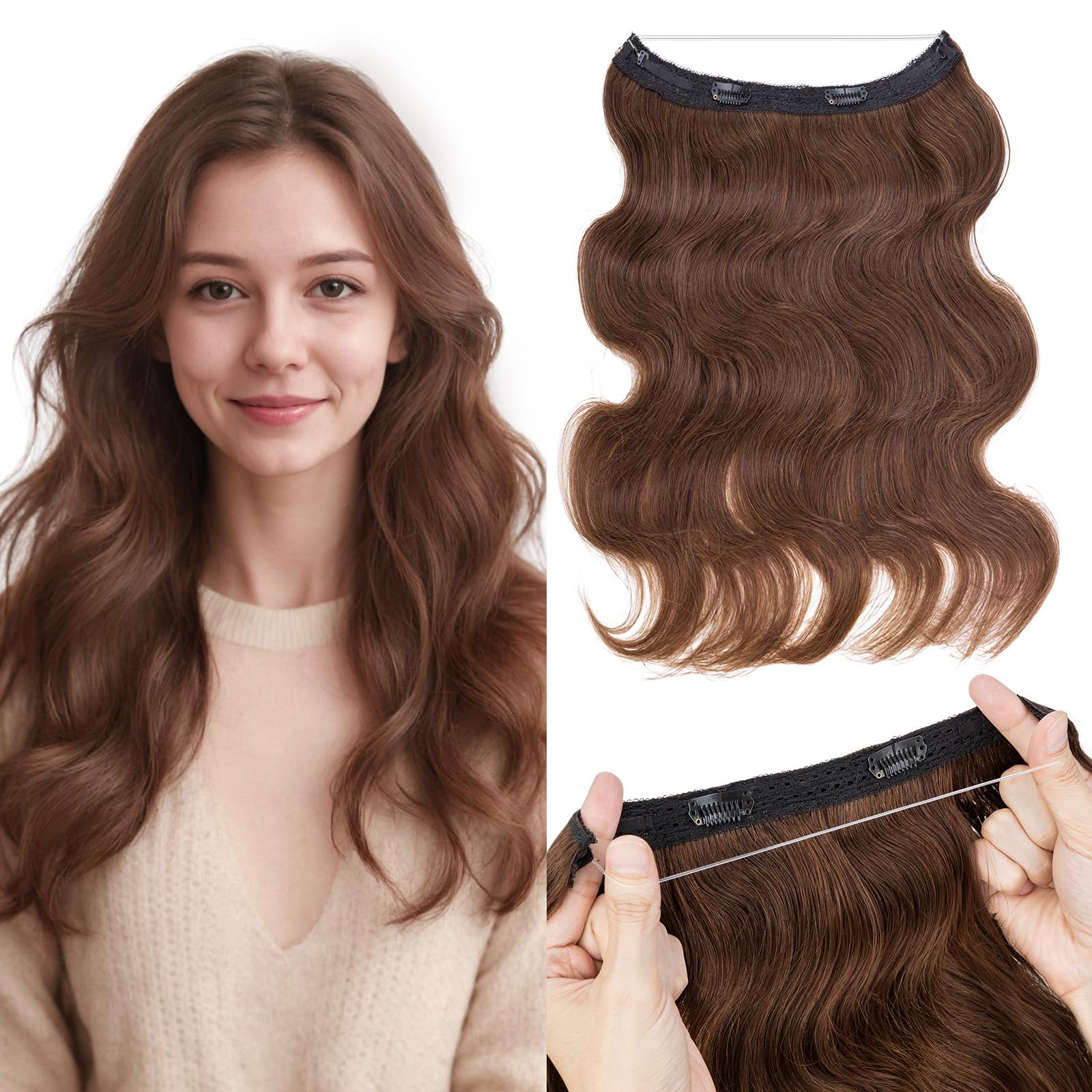 Amazon.com : MY-LADY Invisible Wire Hair Extensions, Halo  display picture 3