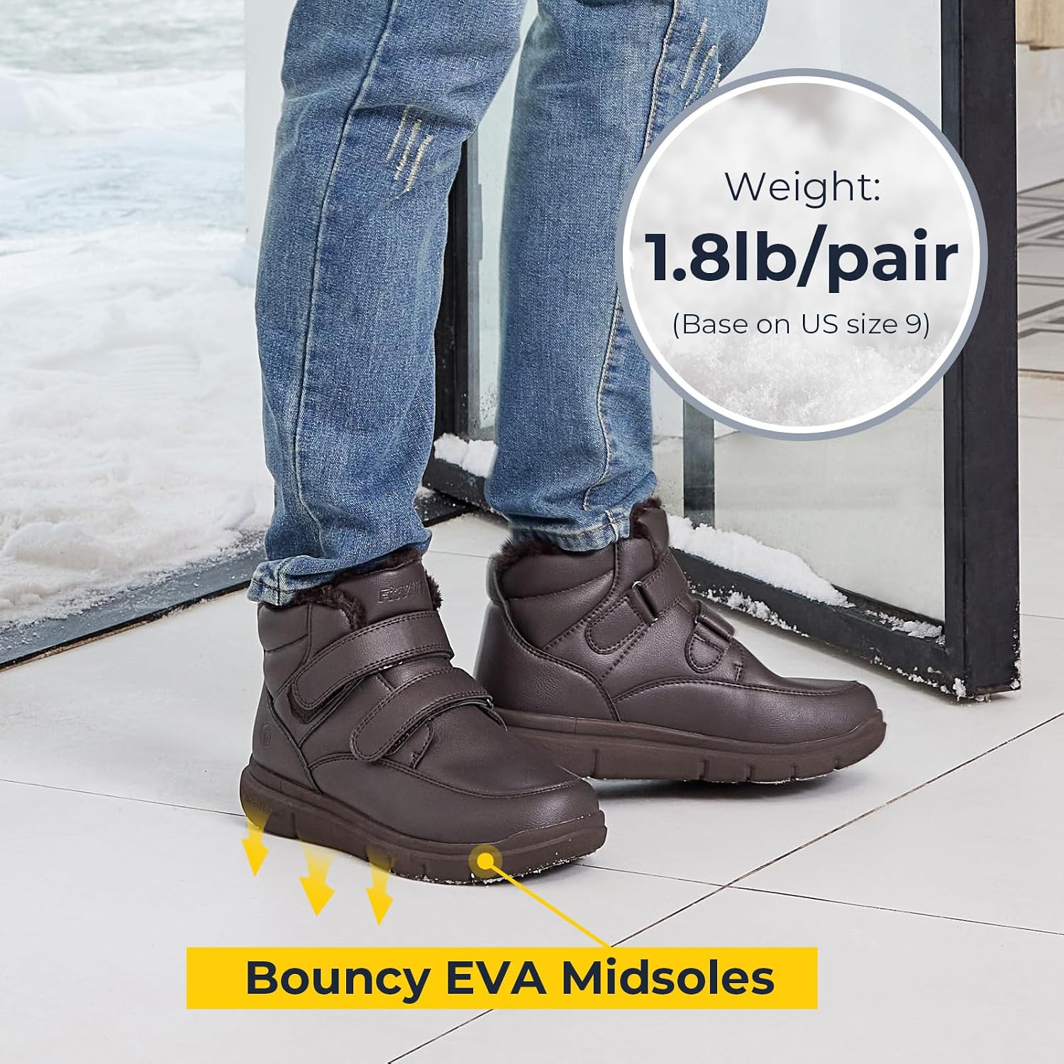 FitVille Extra Wide Men's Winter Boots Fur Lined Snow Boots for Men