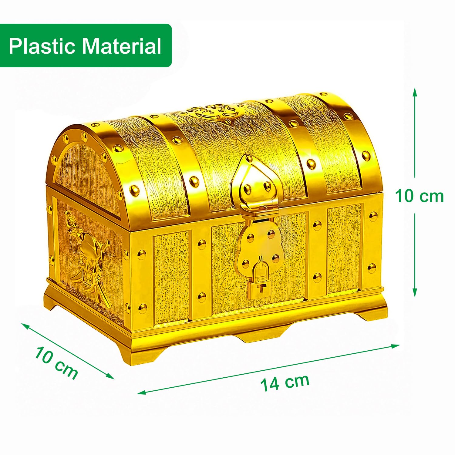 Deolven Treasure Chest, Plastic Pirate Treasure Box for Store the Pirate Party Decorations Gold Coins, Reward Fake Money - Image 2