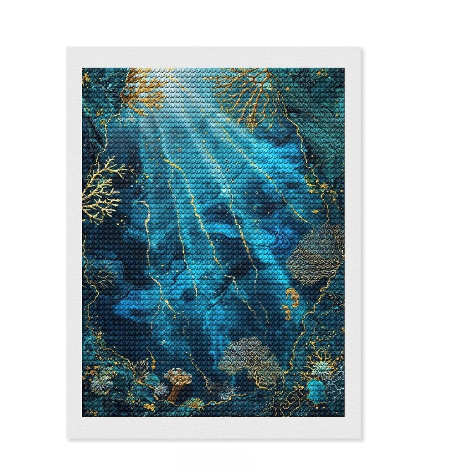 Junmoney Kintsugi Coral Dreams Diamond Art Canvas 12"x16", Birthday Gift, for Adults, Creative Leisure Activity, Aesthetic Room Decor