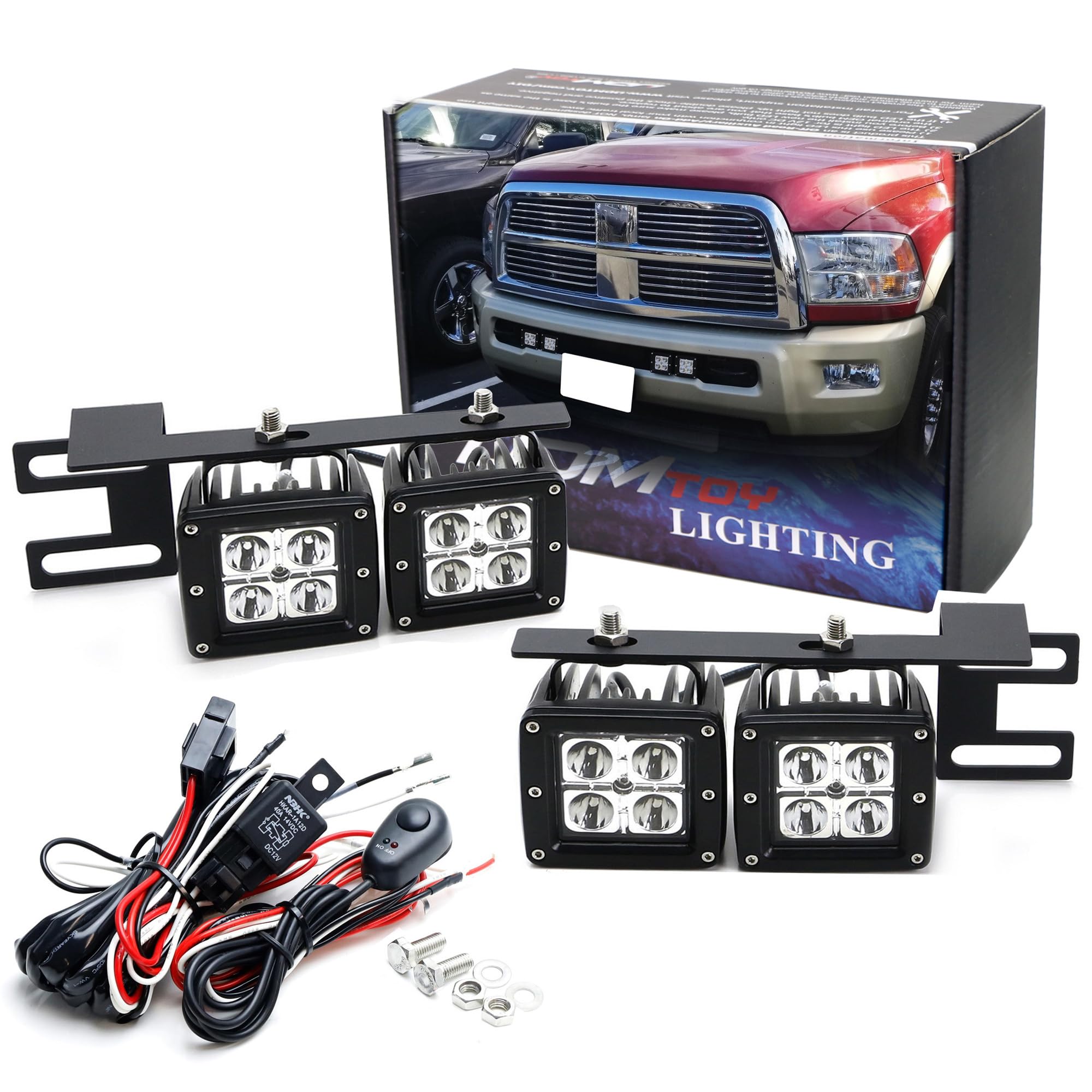 2014 ram 1500 led pod fog lights Amazon.com: iJDMTOY Dual LED Pod Light Fog Lamp Kit Compatible with 2010-18 Dodge  RAM 2500 3500, Includes (4) 20W High Power LED Cubes, Lower Bumper Area  Mounting Brackets & On/Off Switch Wiring
