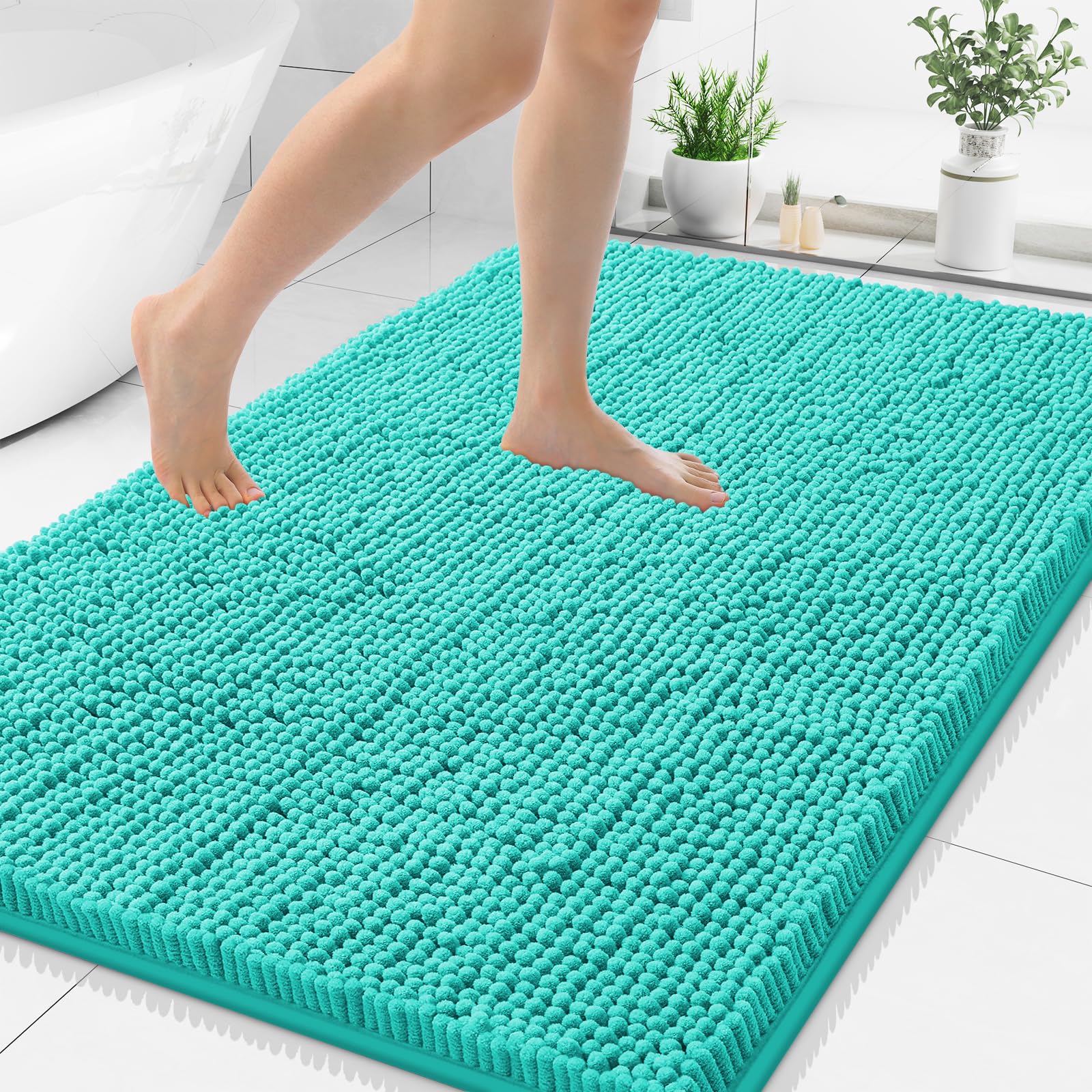 Smiry Bathroom Rugs 48X32, Luxury Chenille Extra Soft Absorbent Bath Mat