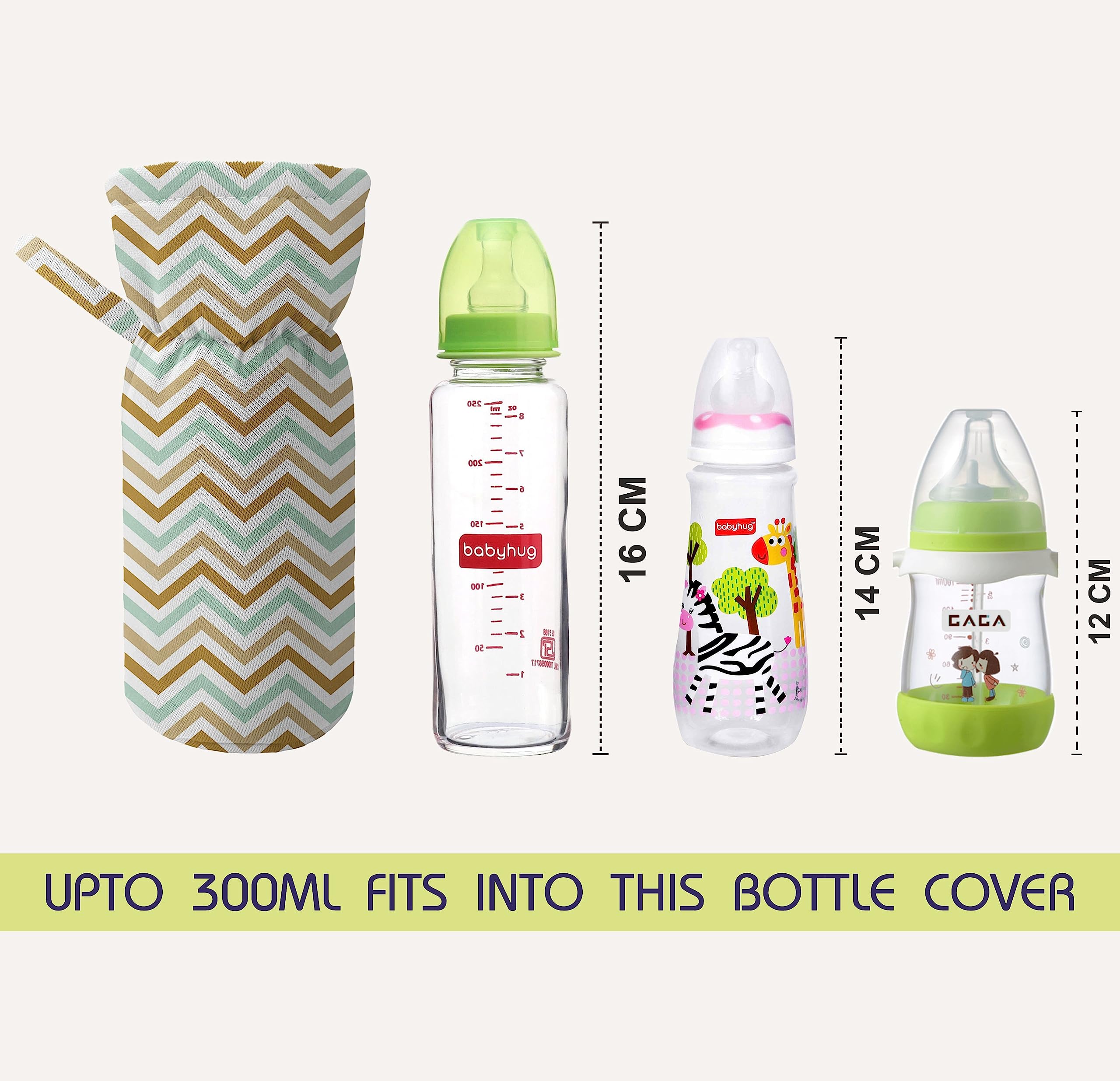 Novo Baby Cotton Soft Plush Baby Bottle Feeding Cover Tote Modern Bag Carrier Bag Bottle Cover with Strap Pack of 2 (Sleepy) 2
