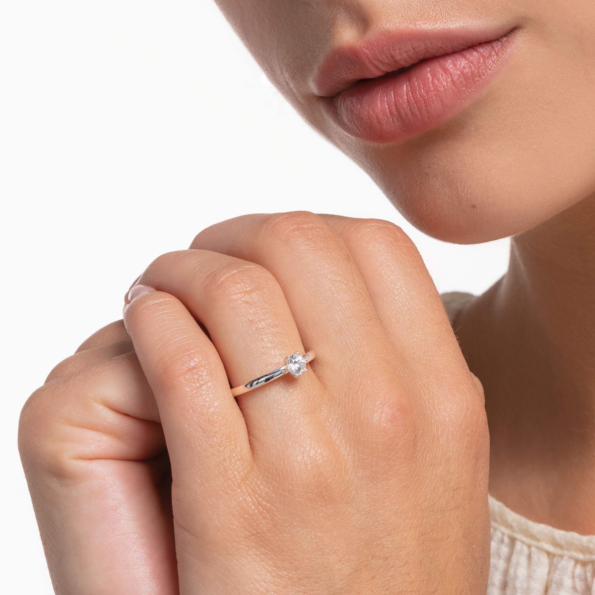 THOMAS SABO Ring weißer Stein silber 925 Sterling Silber TR2313-051-14